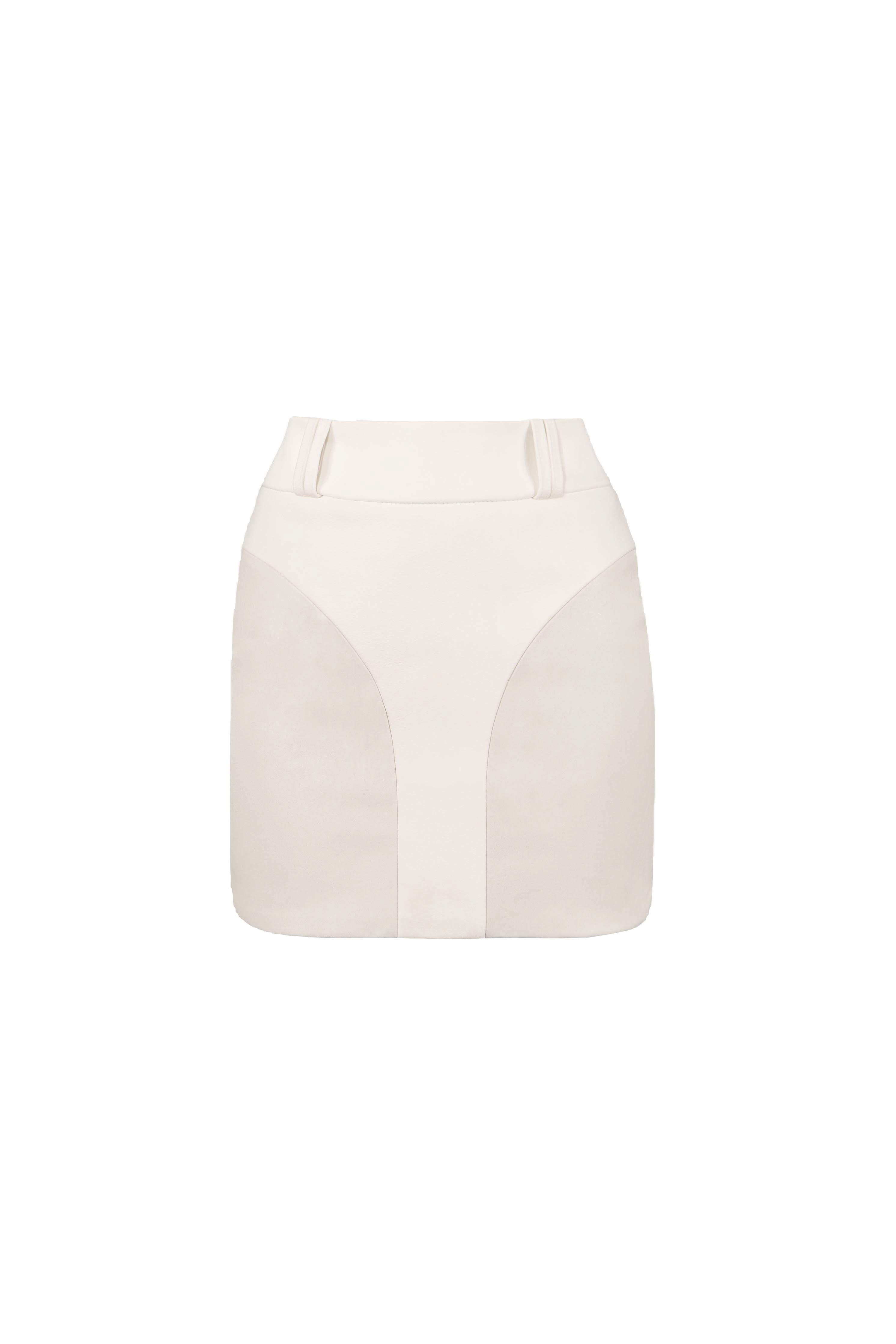 Vol Bliss Leather & Suede Skirt In White