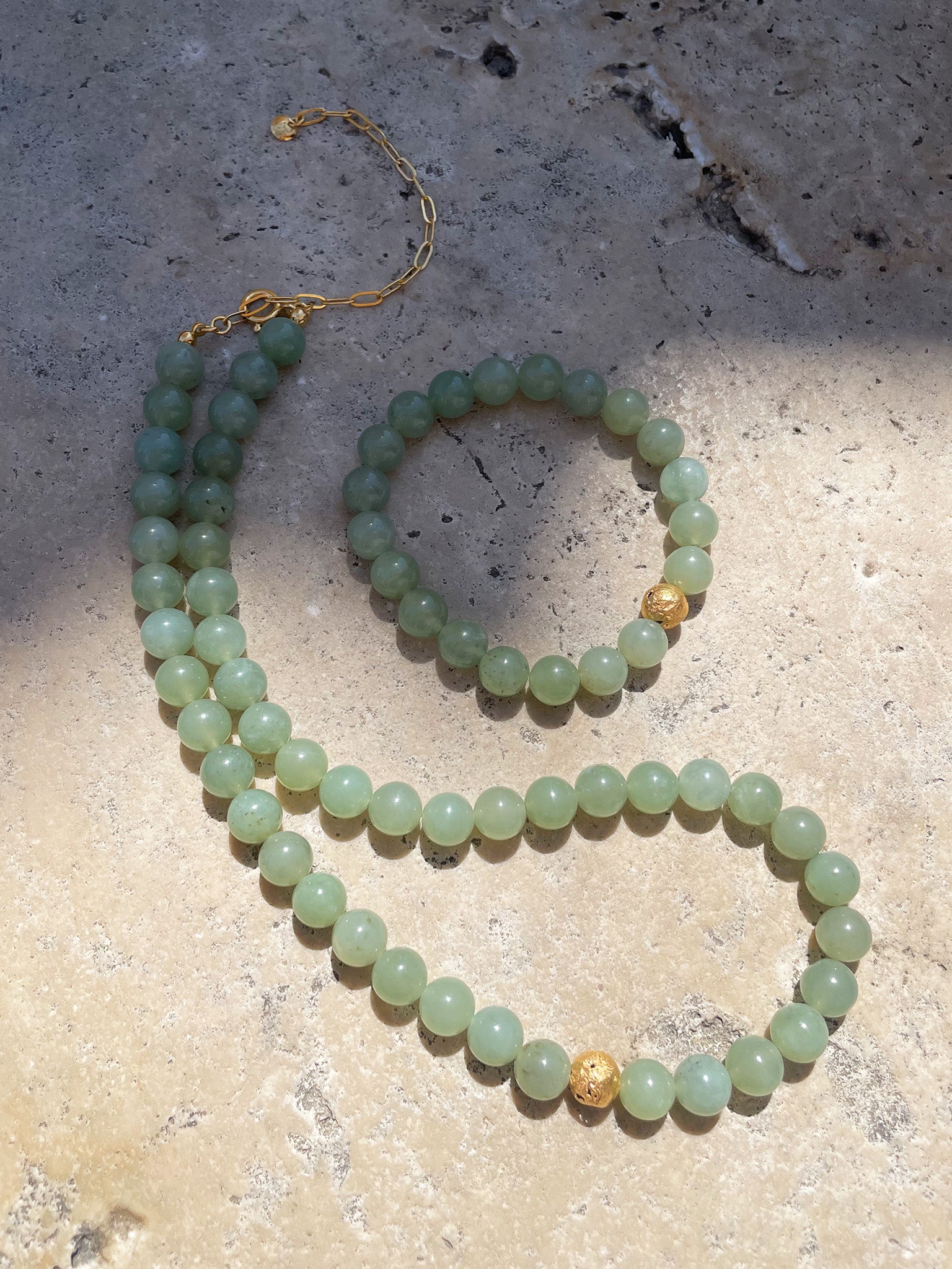 Shop Eva Remenyi Jade Forest Green Necklace In Gold