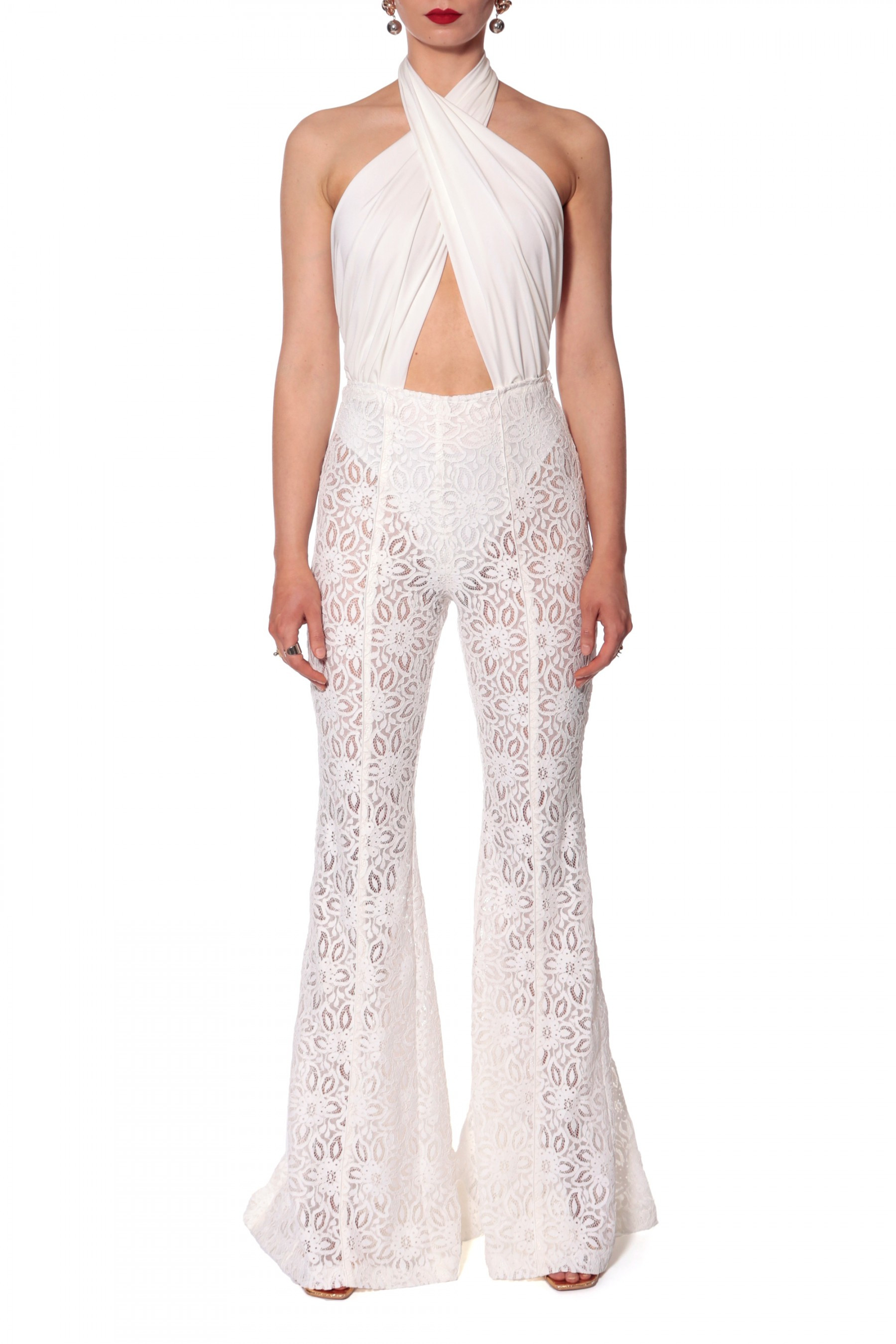 Shop Aggi By Halewski Lace Pants Adley Off White