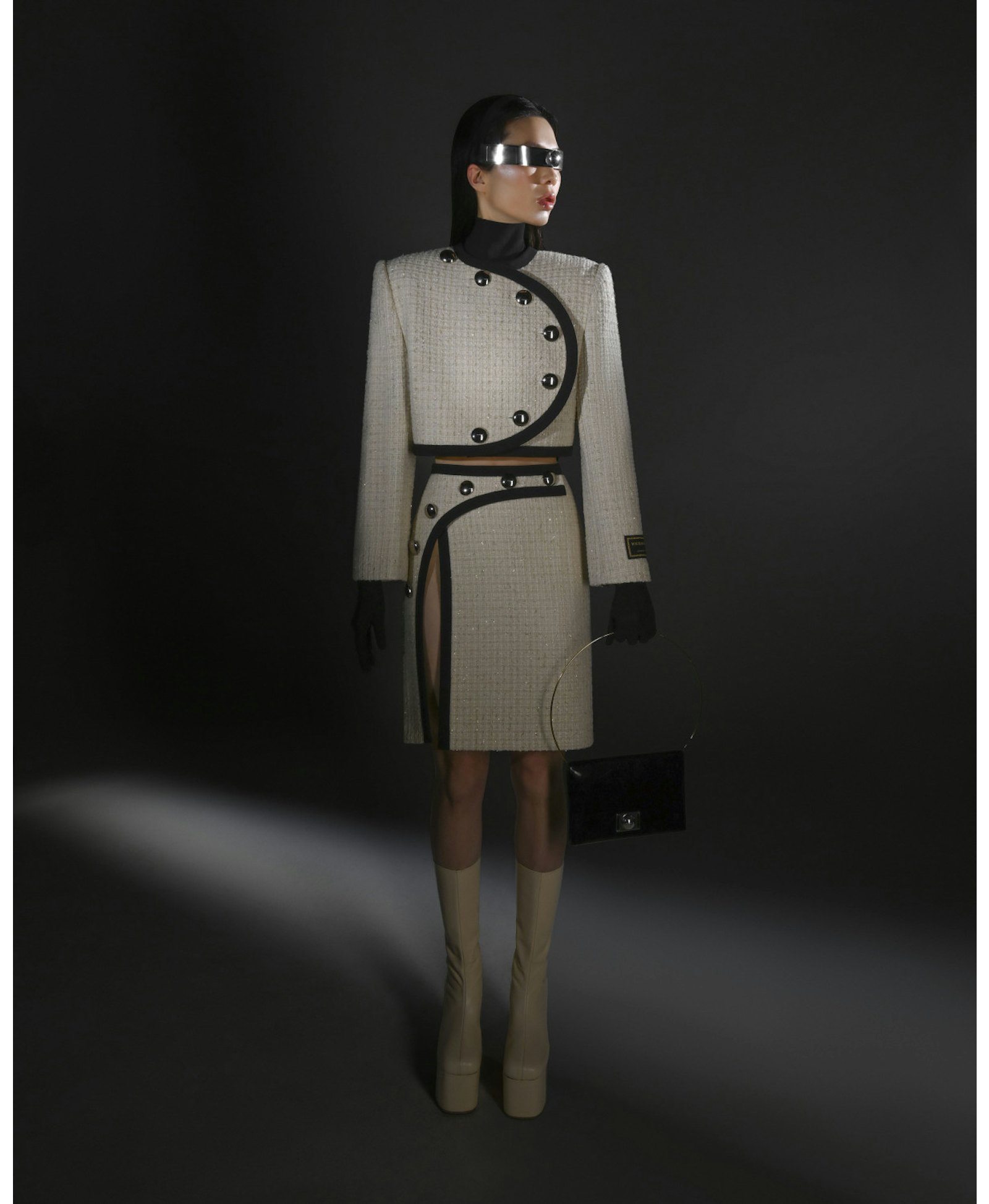 TWEED ASYMMETRIC JACKET made by KEBURIA