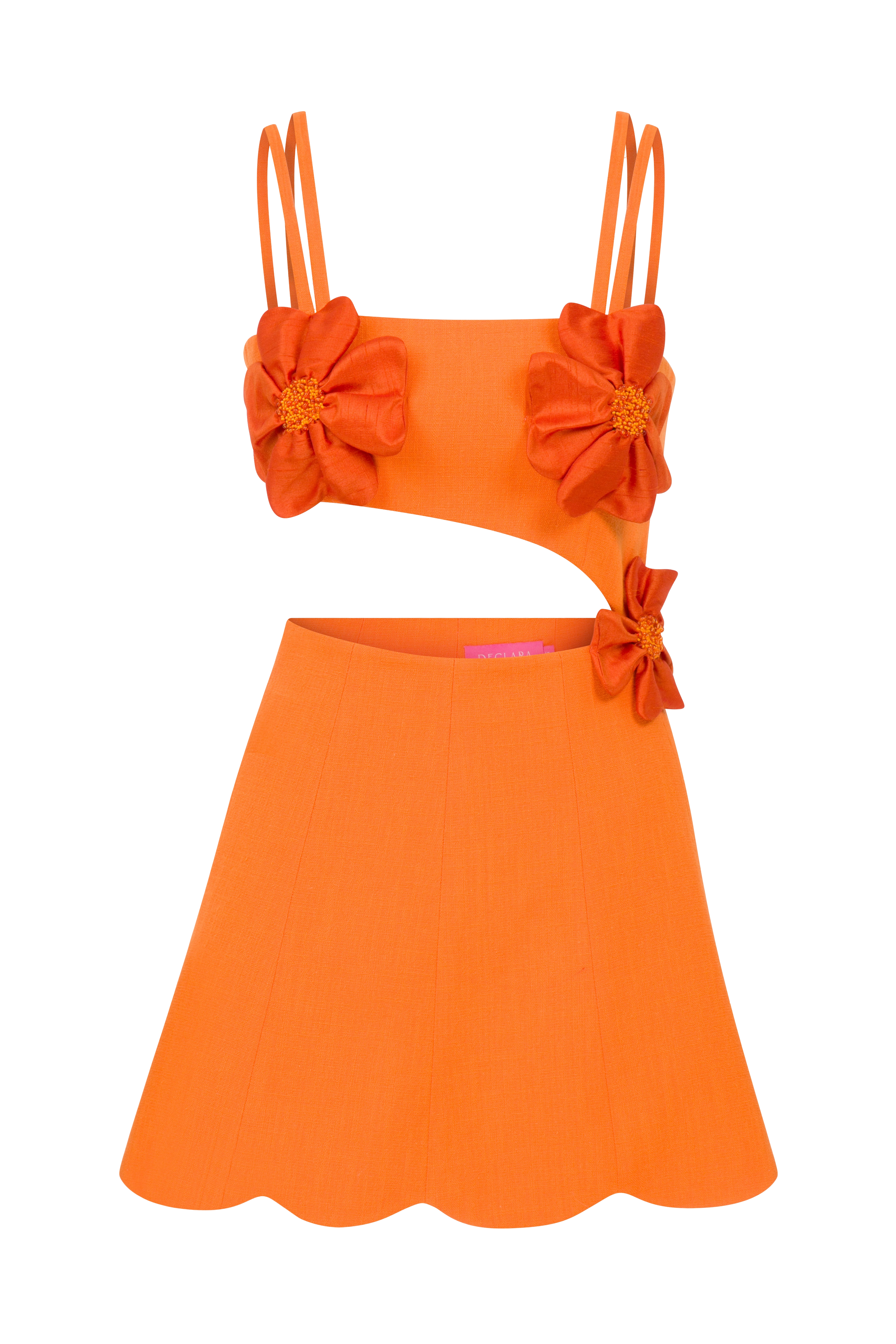 Declara Amaryllis Floral Dress In Orange
