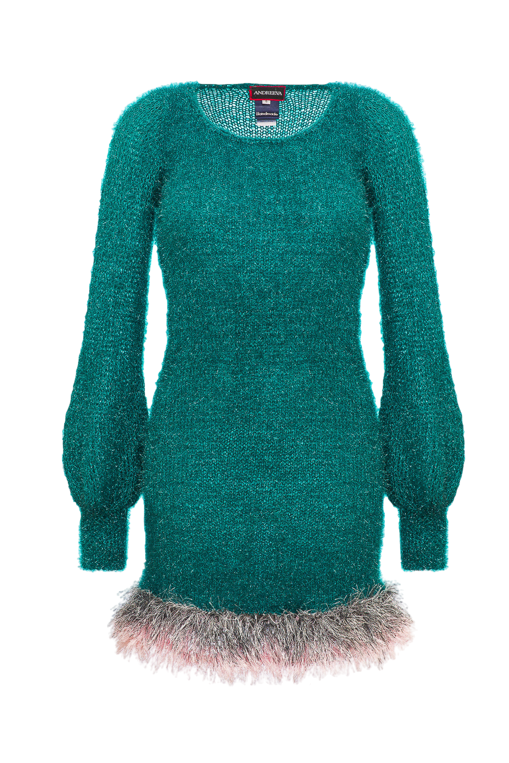 Shop Andreeva Emerald Handmade Knit Dress With Glitter In Green