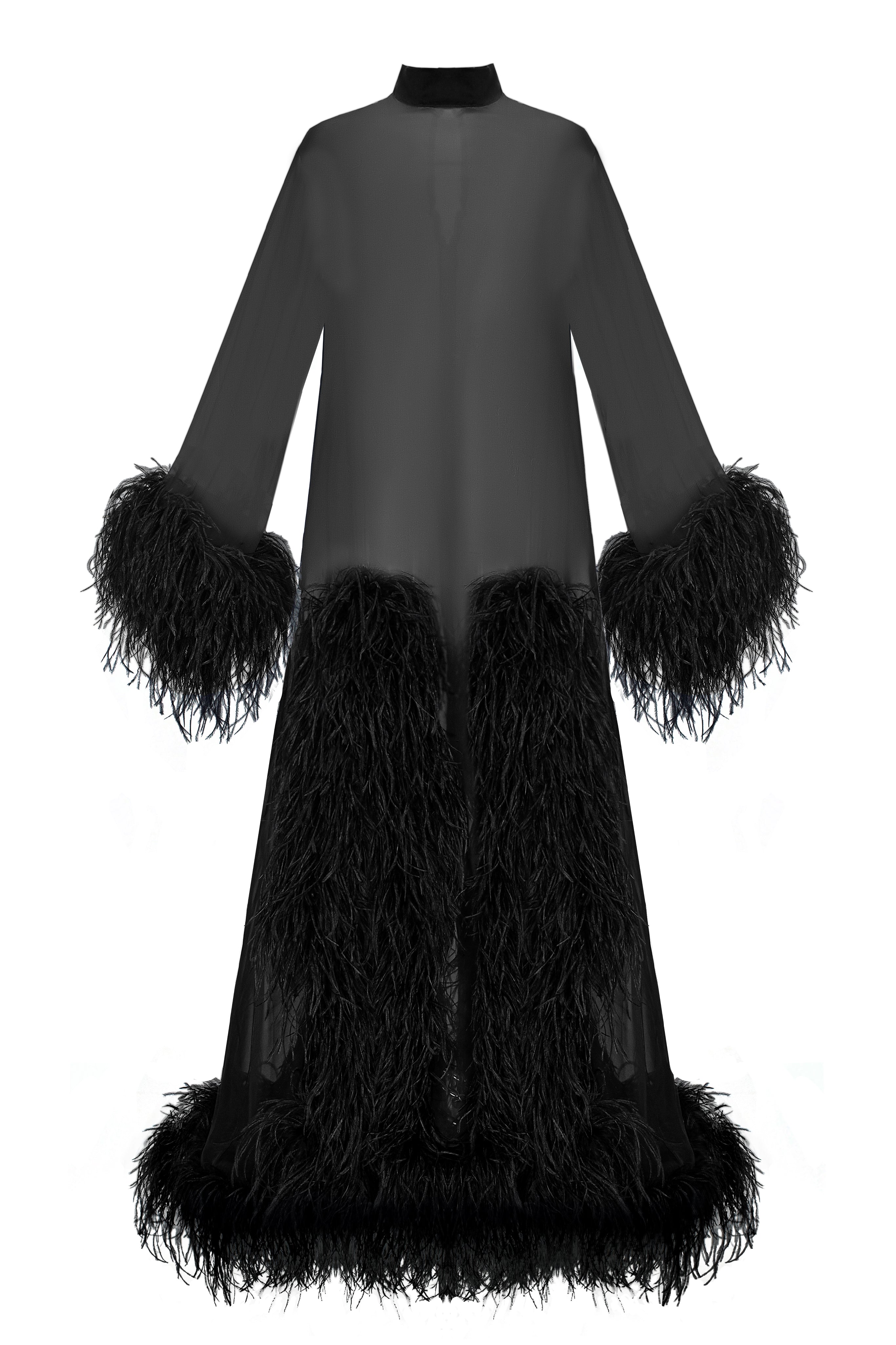 Shop Santa Brands Silk Dress With Feathers In Black