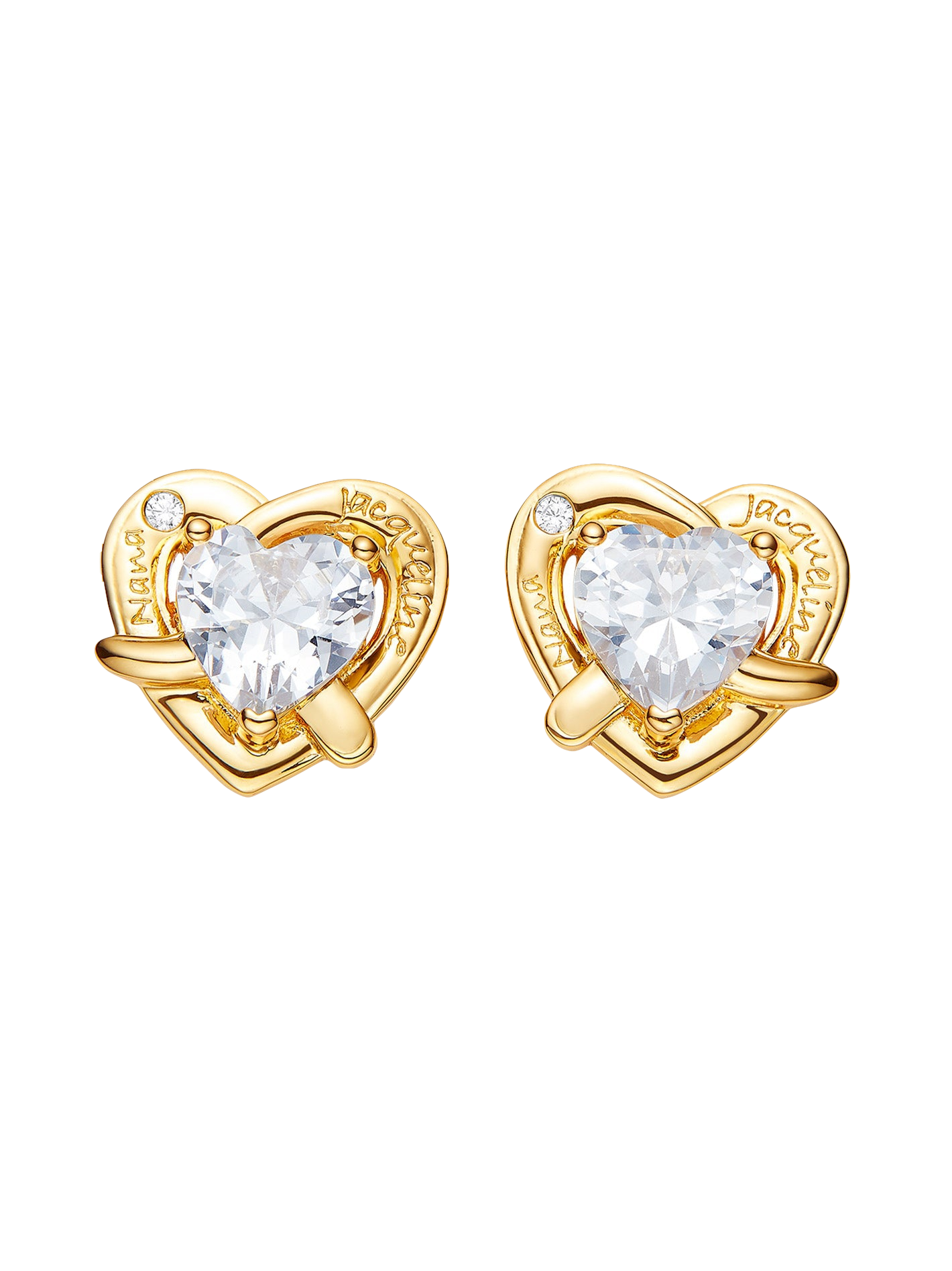 Nana Jacqueline Ambre Heart Earrings (white) In Gold