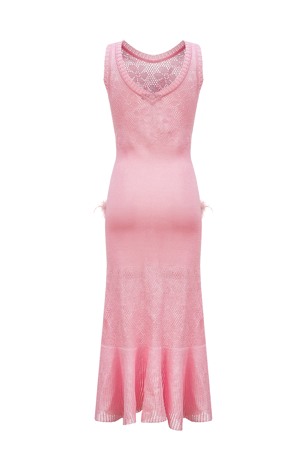 Shop Andreeva Pink Rose Knit Dress With Feathers