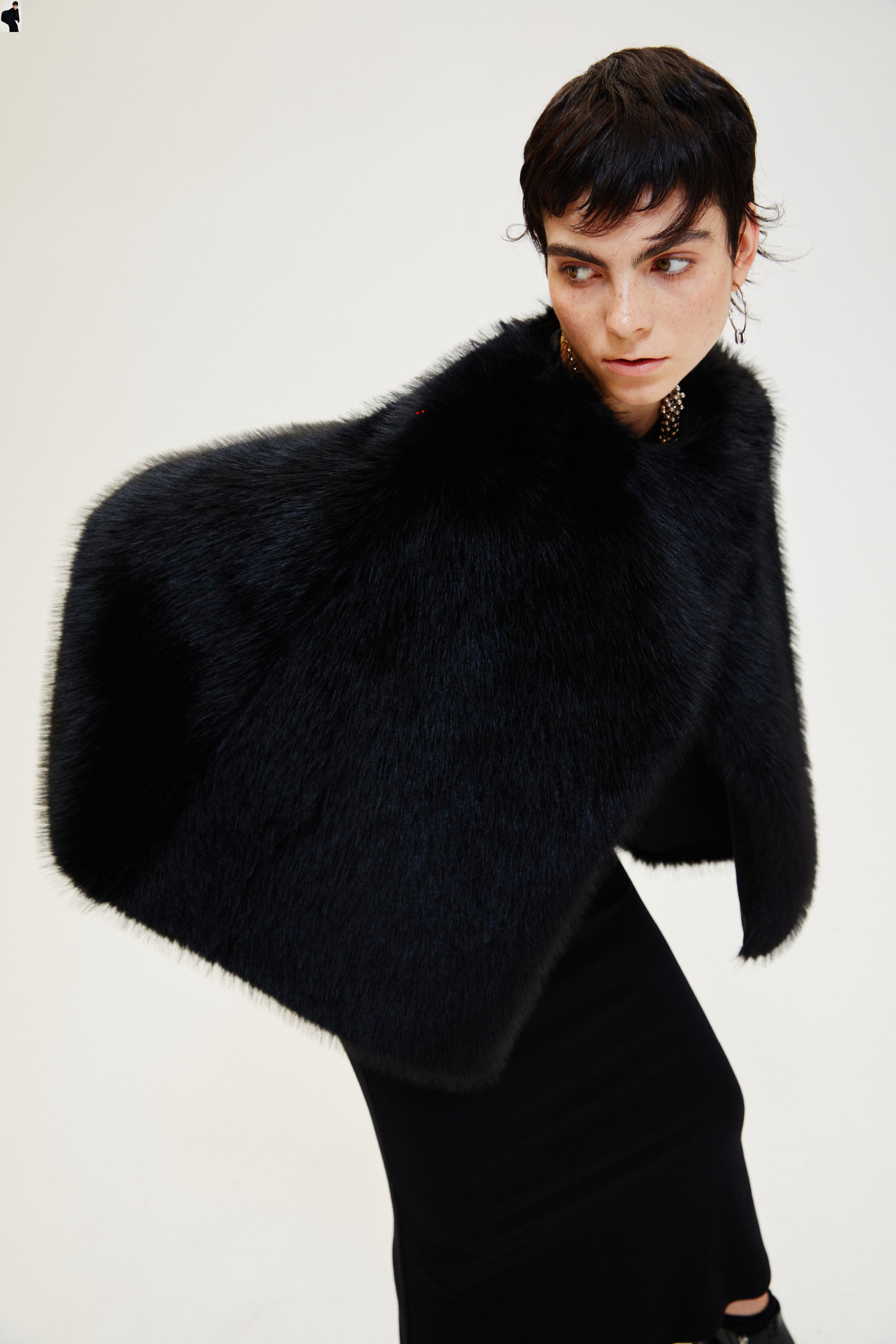 Faux fur black outlet cape