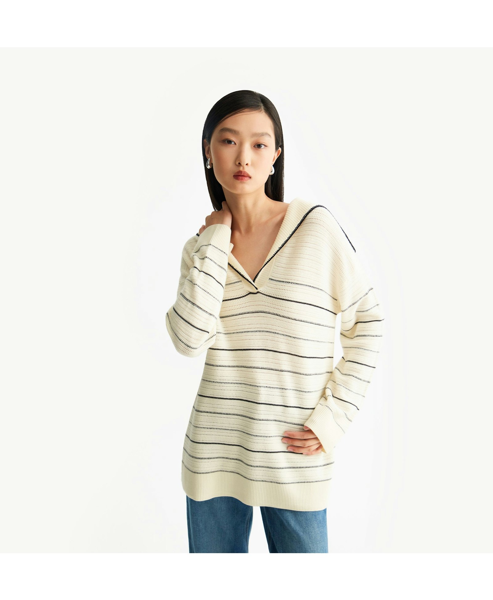 STRIPED SAILOR COLLAR SWEATER made by CRUSH Collection