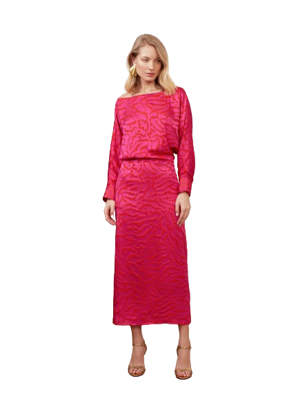Undress Libra Red Fuchsia Print Off In Pink