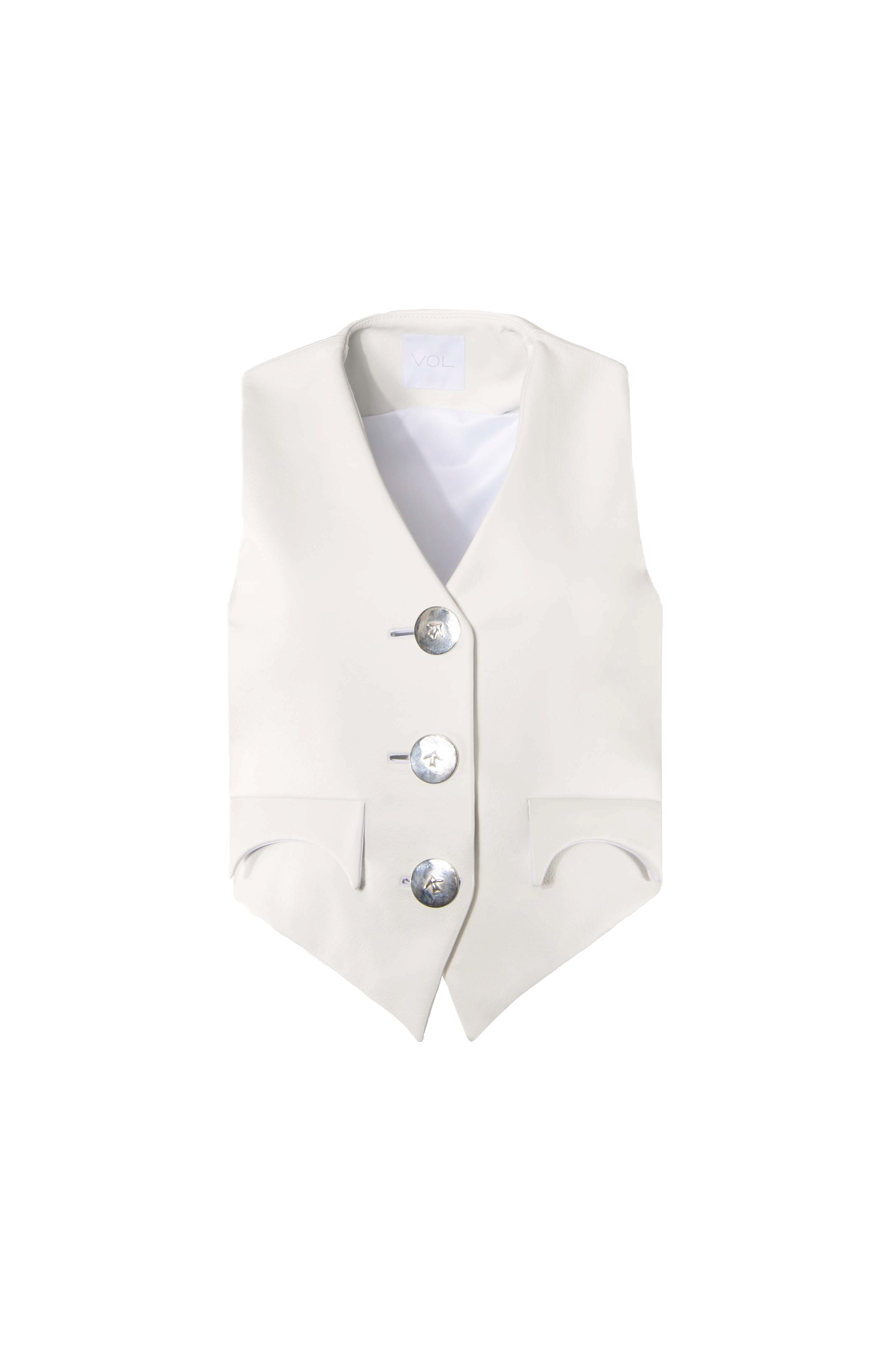 Vol Ice Leather Waistcoat In White
