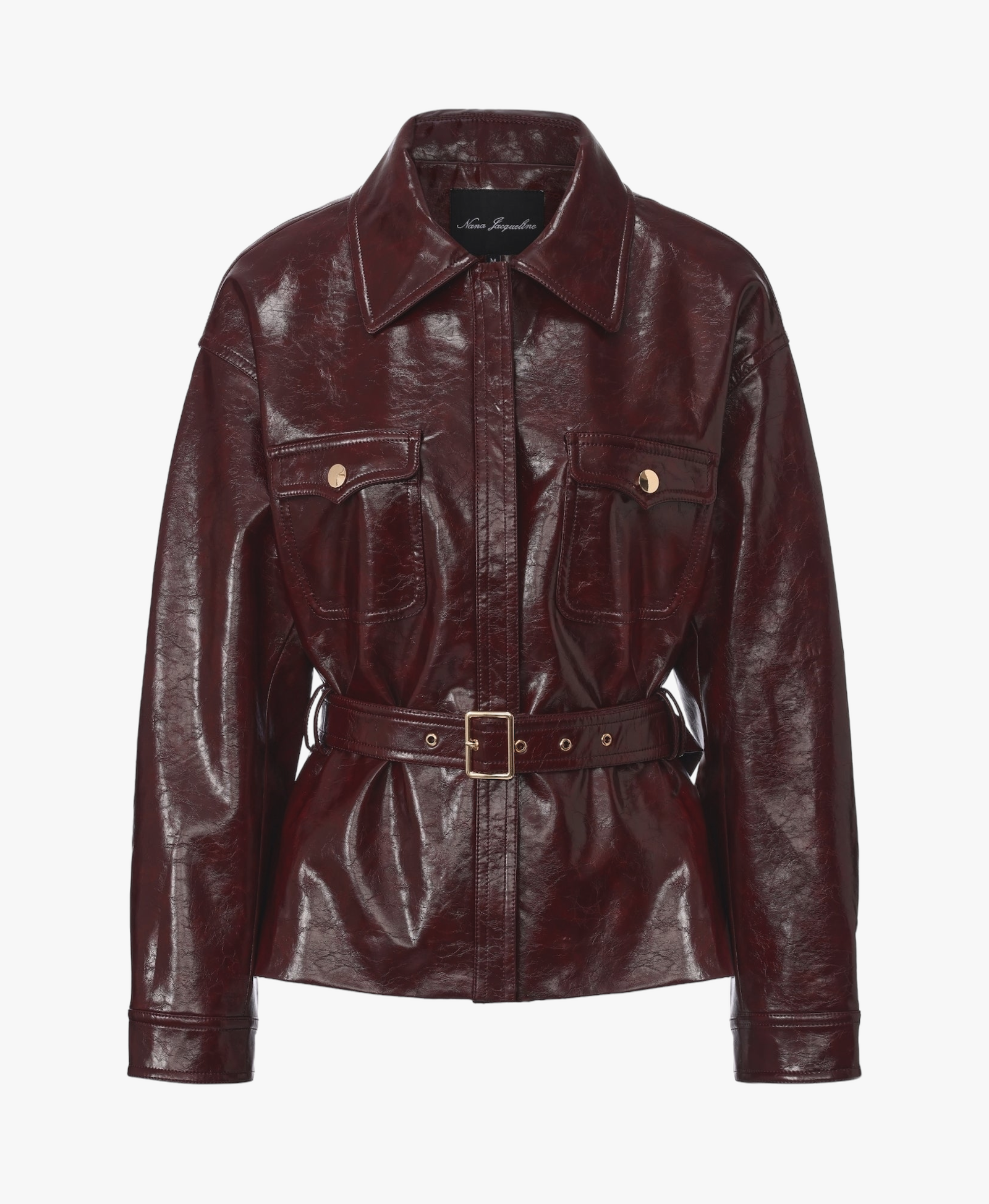 Isabella Vegan Leather Jacket (Claret) made by Nana Jacqueline