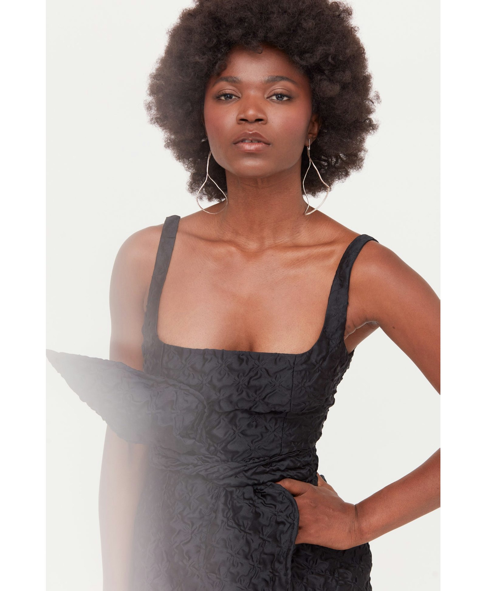 GOLDA Black Textured Fabric Mini Dress With Bow Belt made by UNDRESS