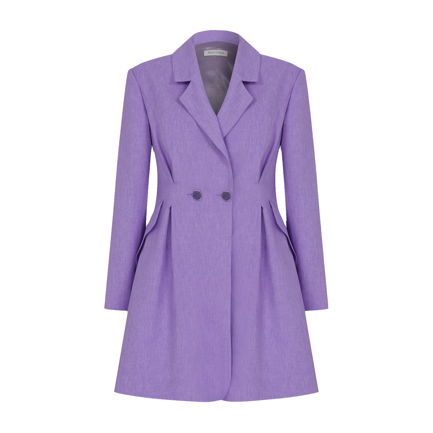 Nazli Ceren Valerie Shoulder-padded Blazer Dress In Mauve Mist In Purple