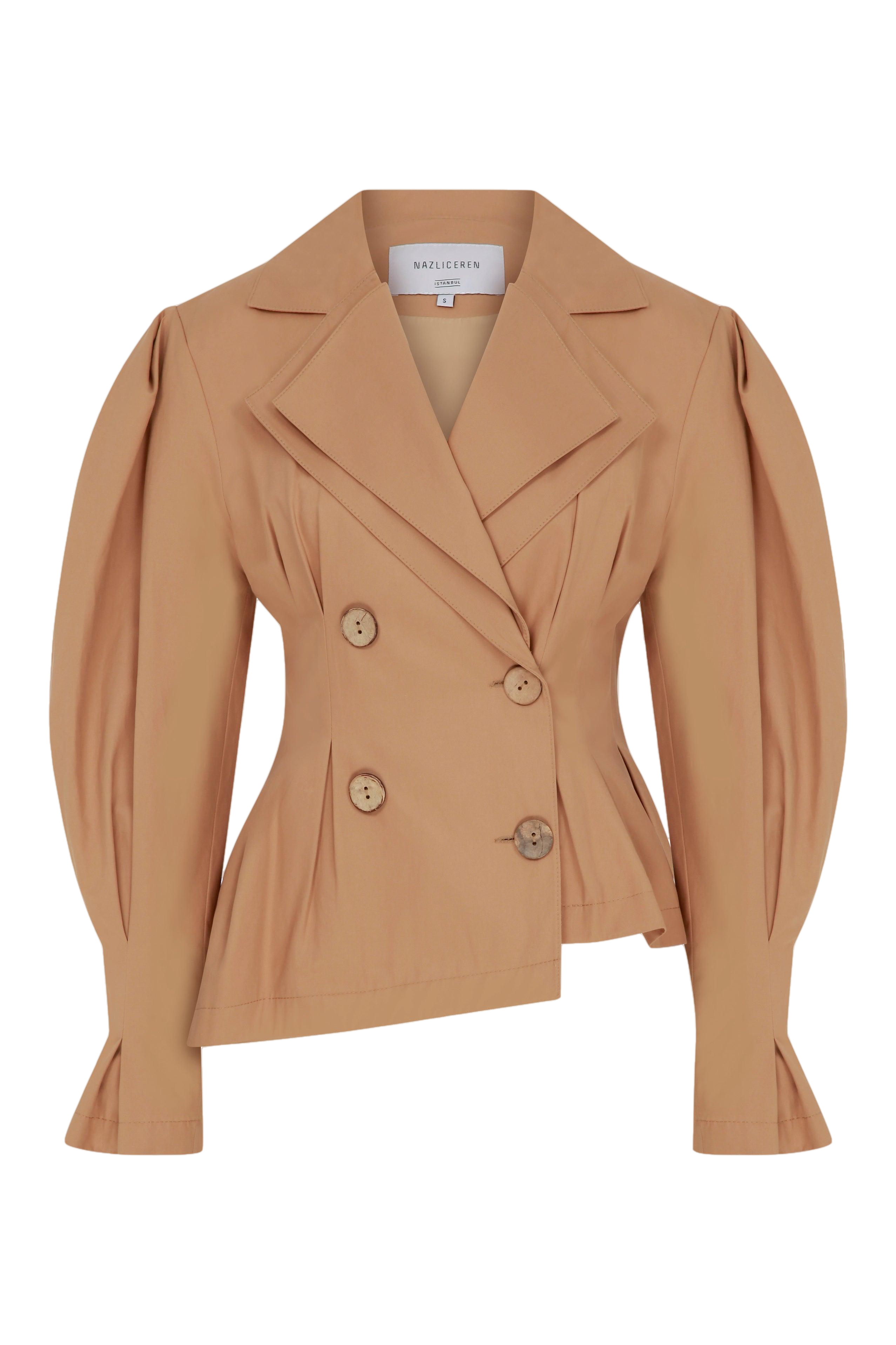 Nazli Ceren Raff Asymmetric Cotton Jacket In Brown