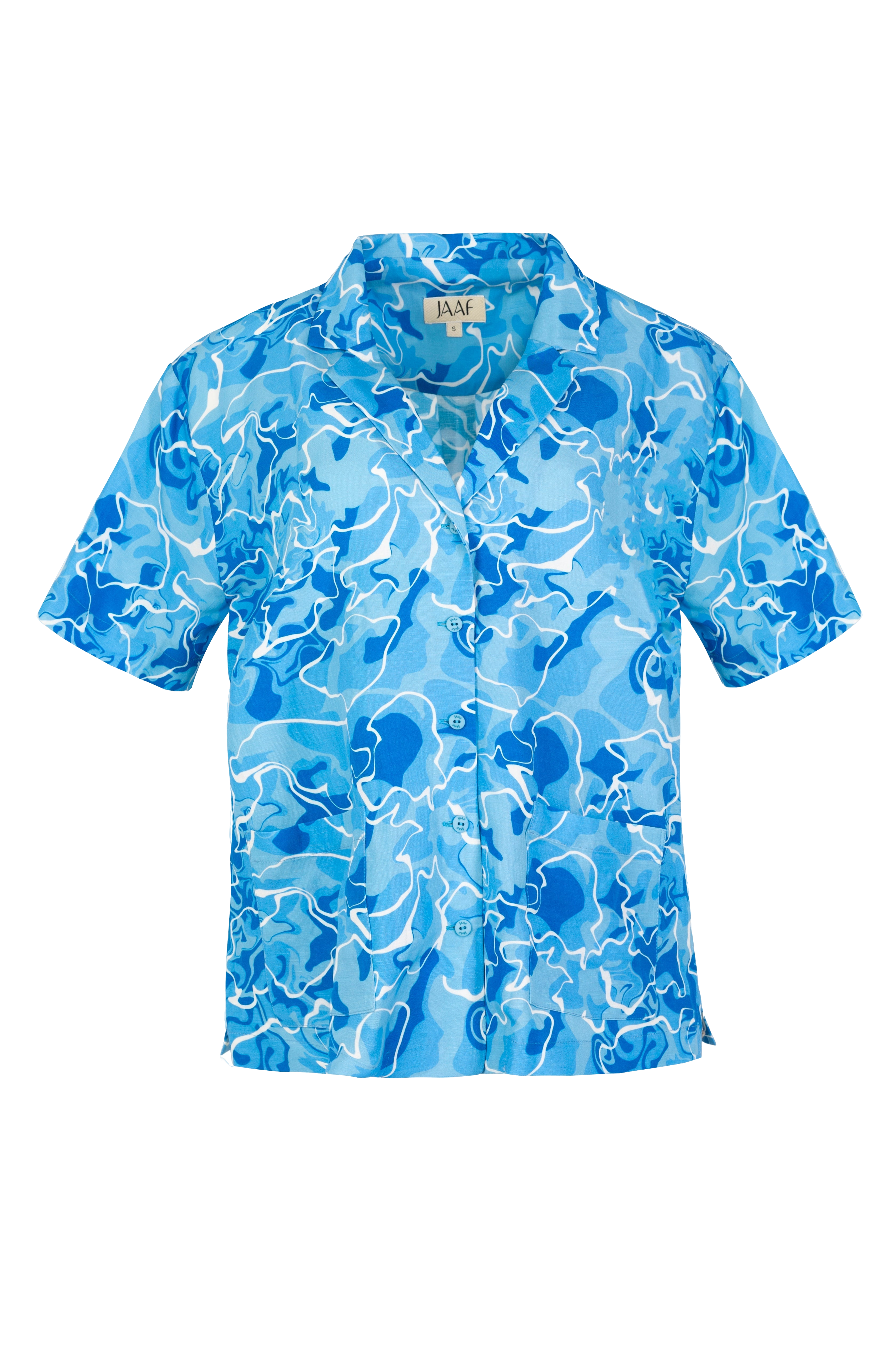 Jaaf Short Sleeve Oversized Shirt In Pool Water Print In Blue