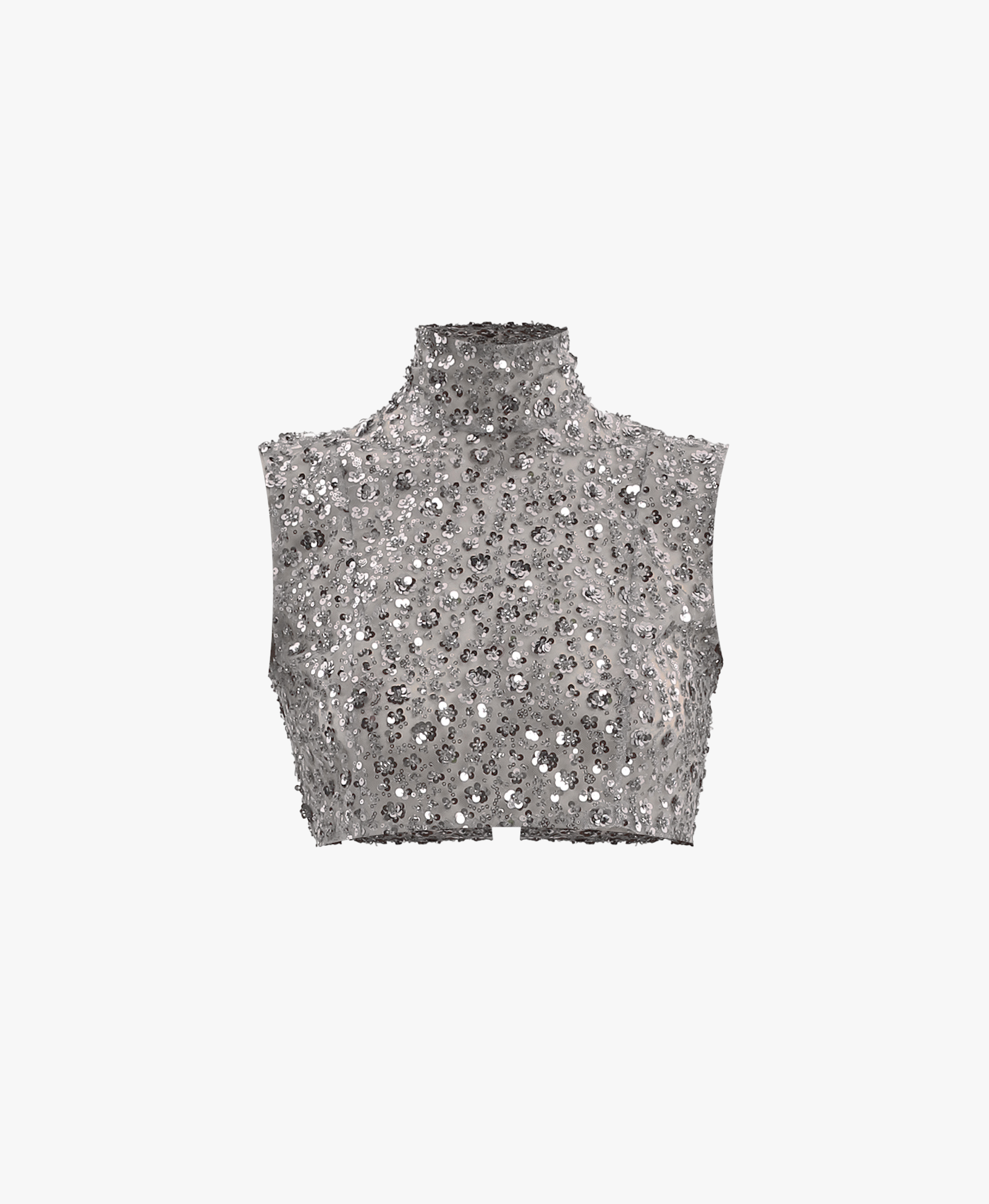 Gray sequin embroidered top made by Compte Spain