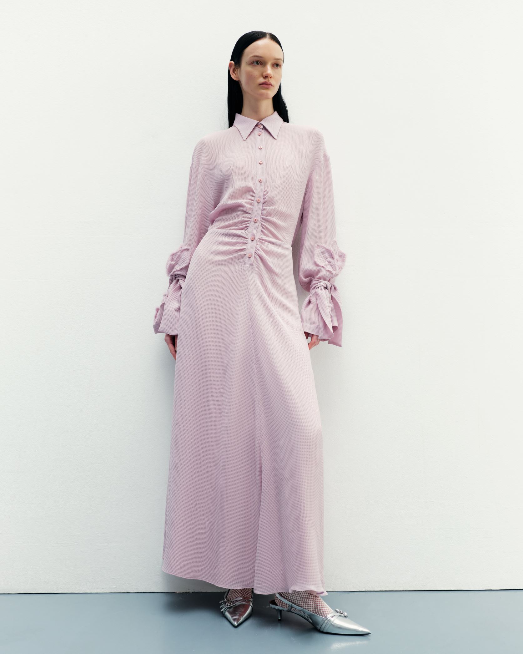 Shop Malva Florea Dress With A Drape In Taffy Pink