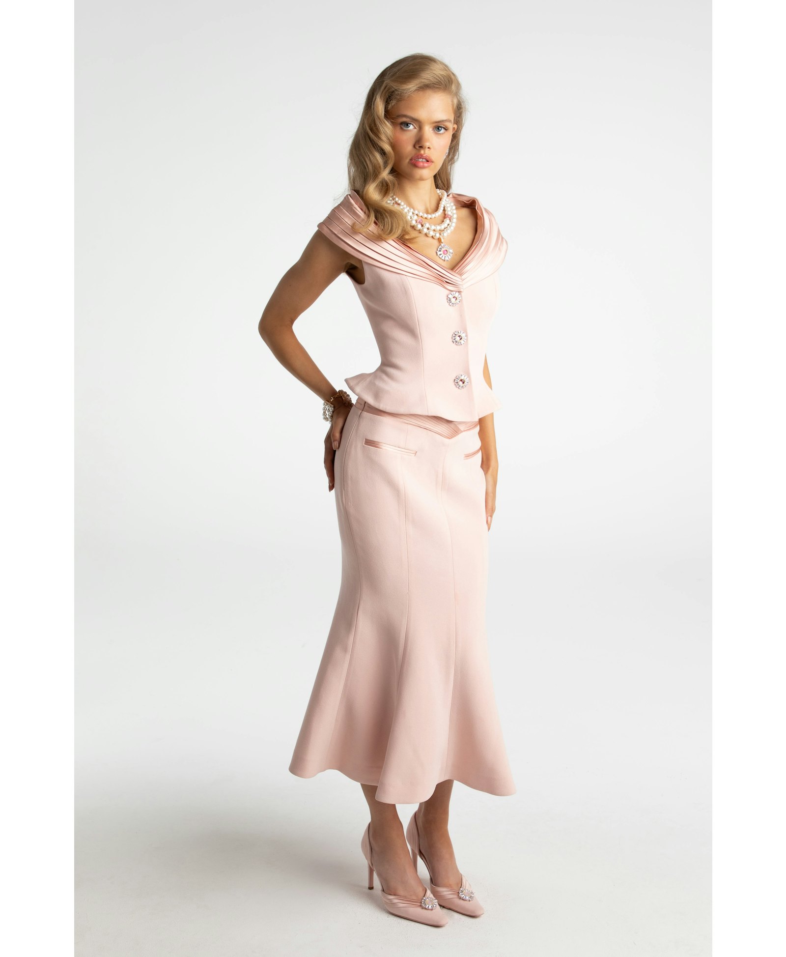 Belle Satin Skirt (Light Pink) (Final Sale) in Pink made by Nana Jacqueline