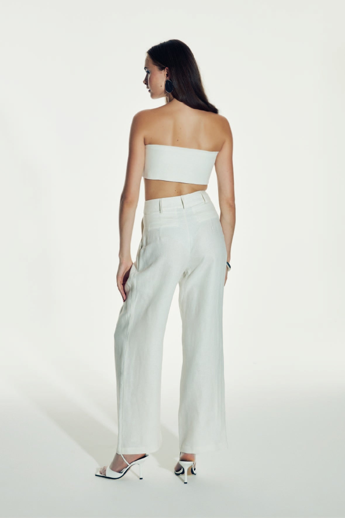 Shop Nazli Ceren Tina Linen Trousers In White Sand