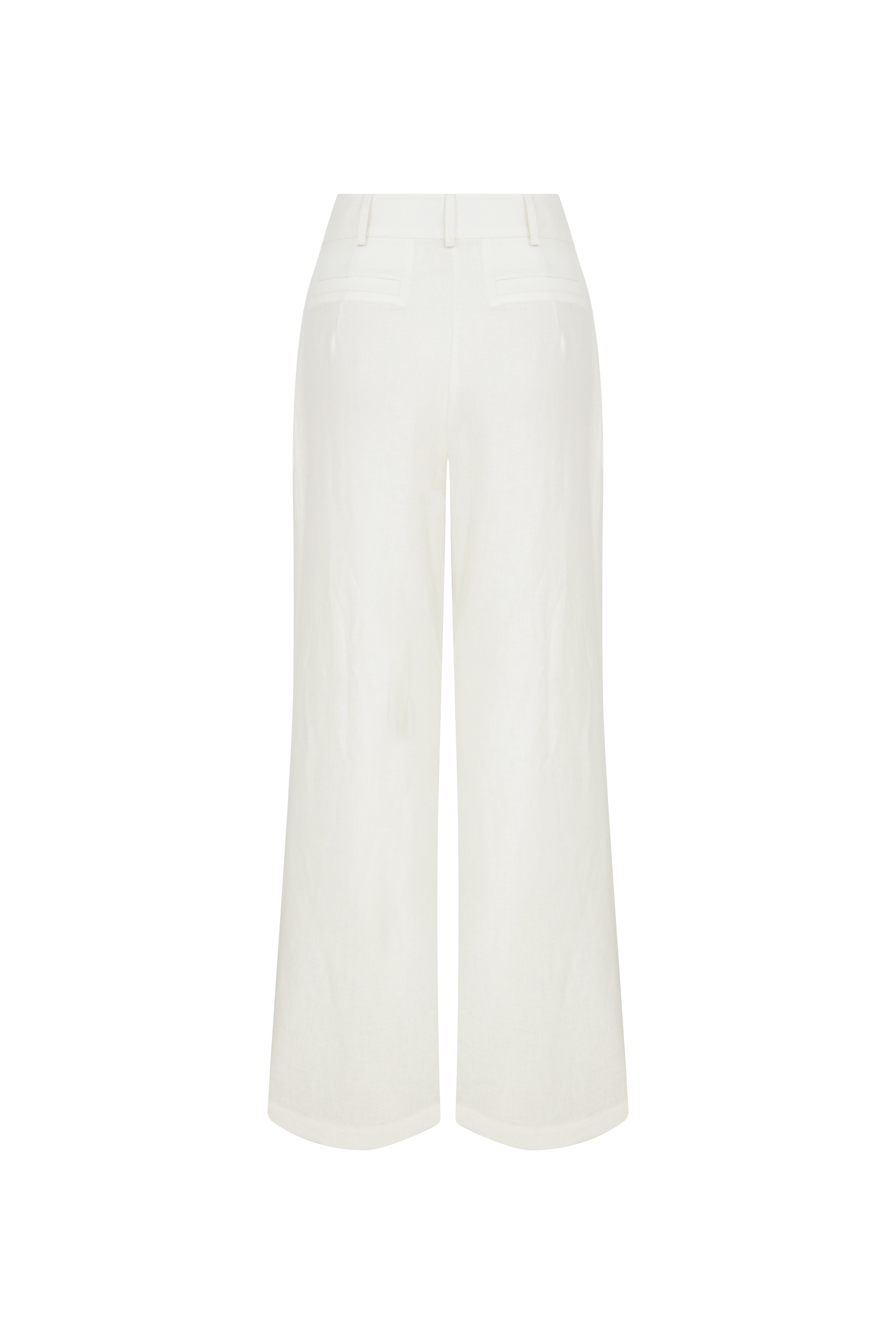 Shop Nazli Ceren Tina Linen Trousers In White Sand