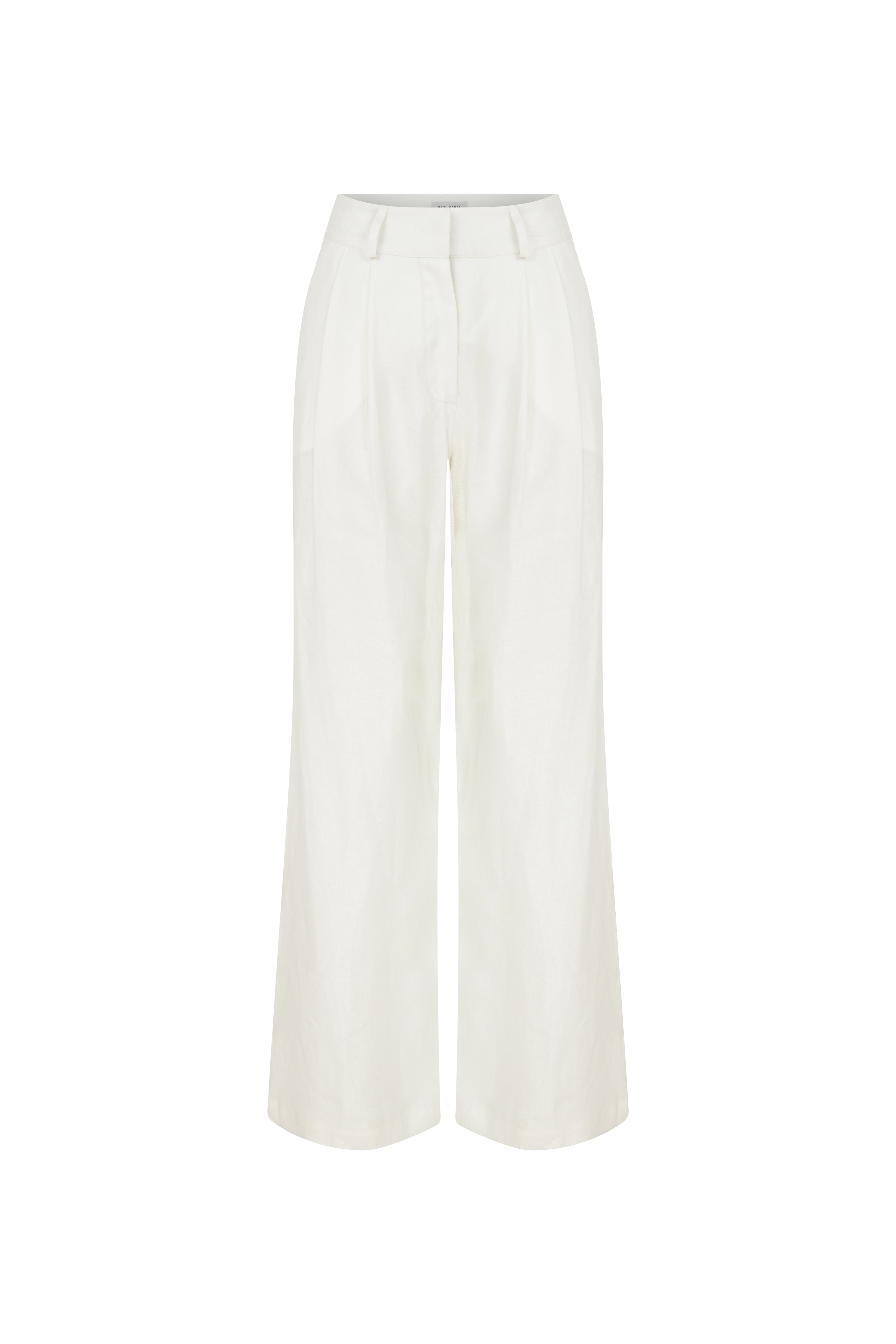 Shop Nazli Ceren Tina Linen Trousers In White Sand