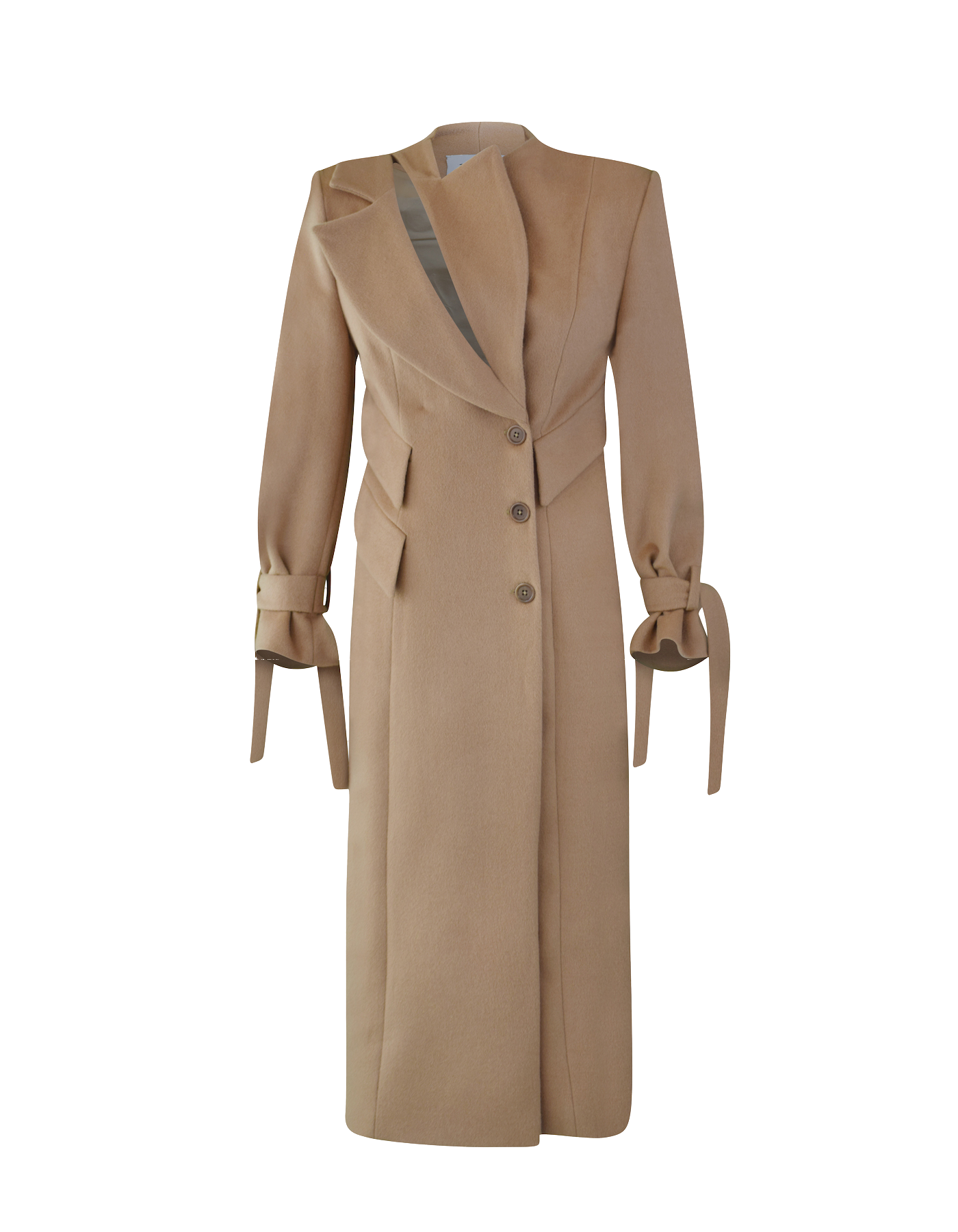 Maet Zane Cashmere Long Beige Coat In Brown