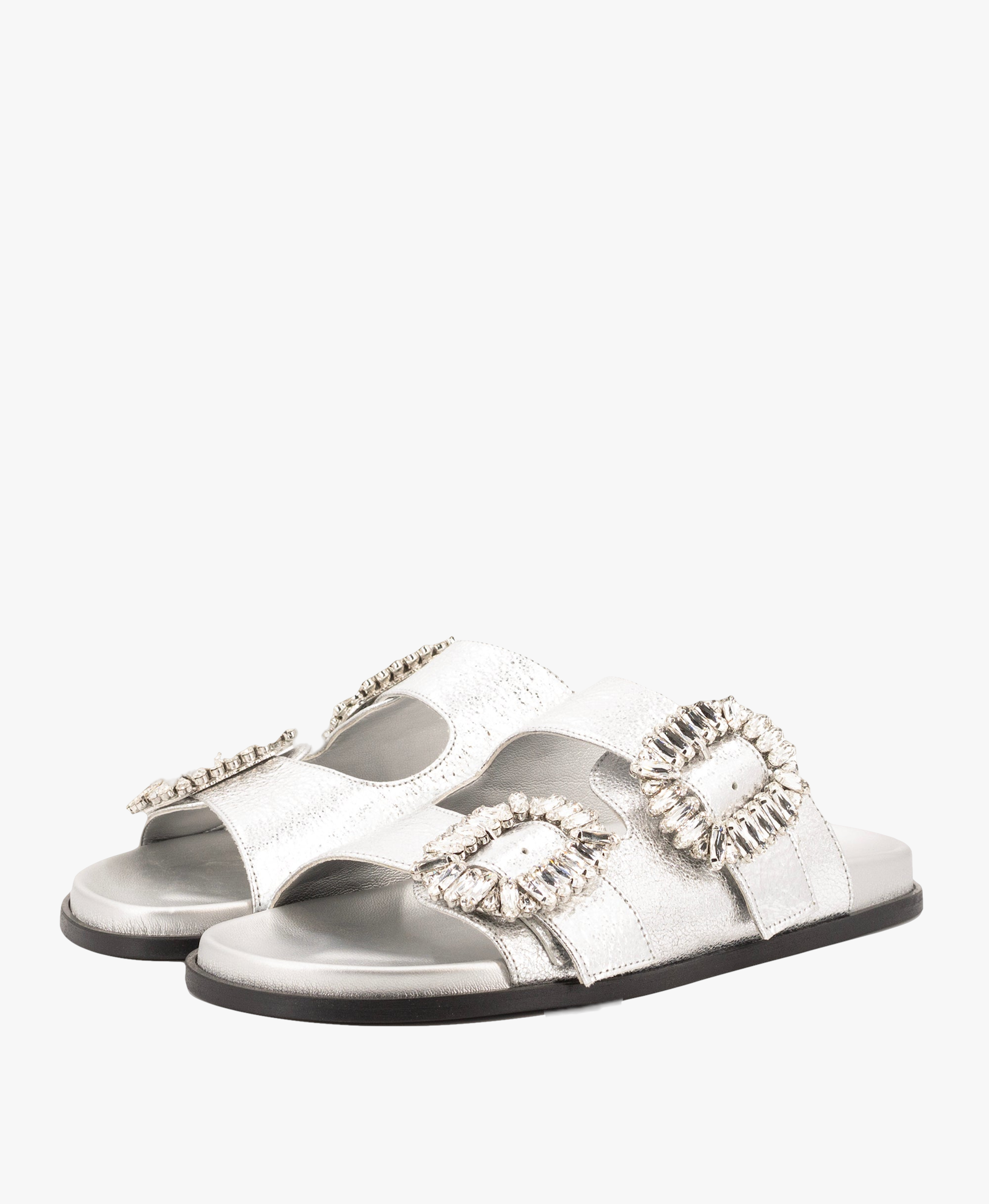 SILVER LEATHER SANDALS made by Toral
