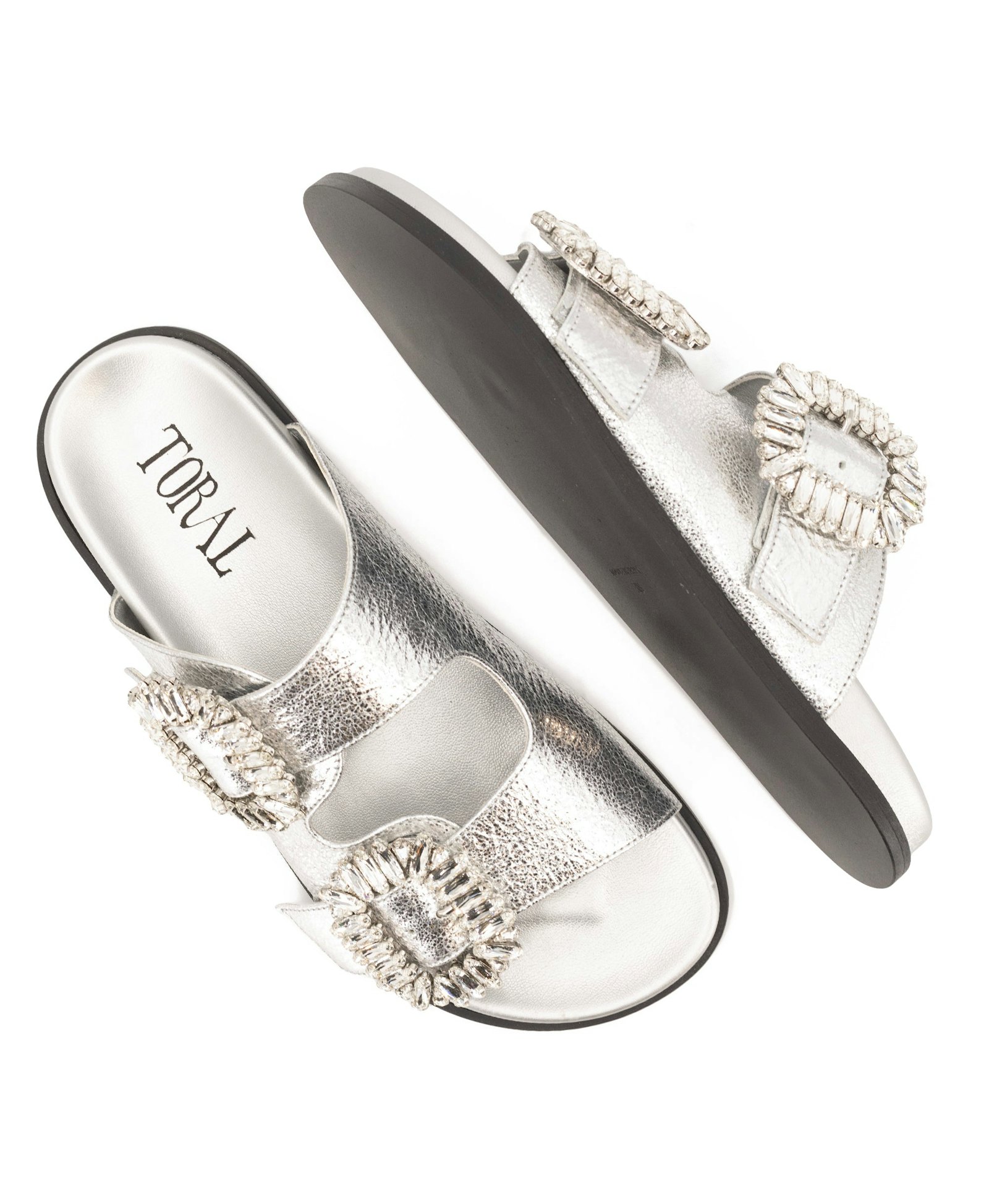 SILVER LEATHER SANDALS made by Toral