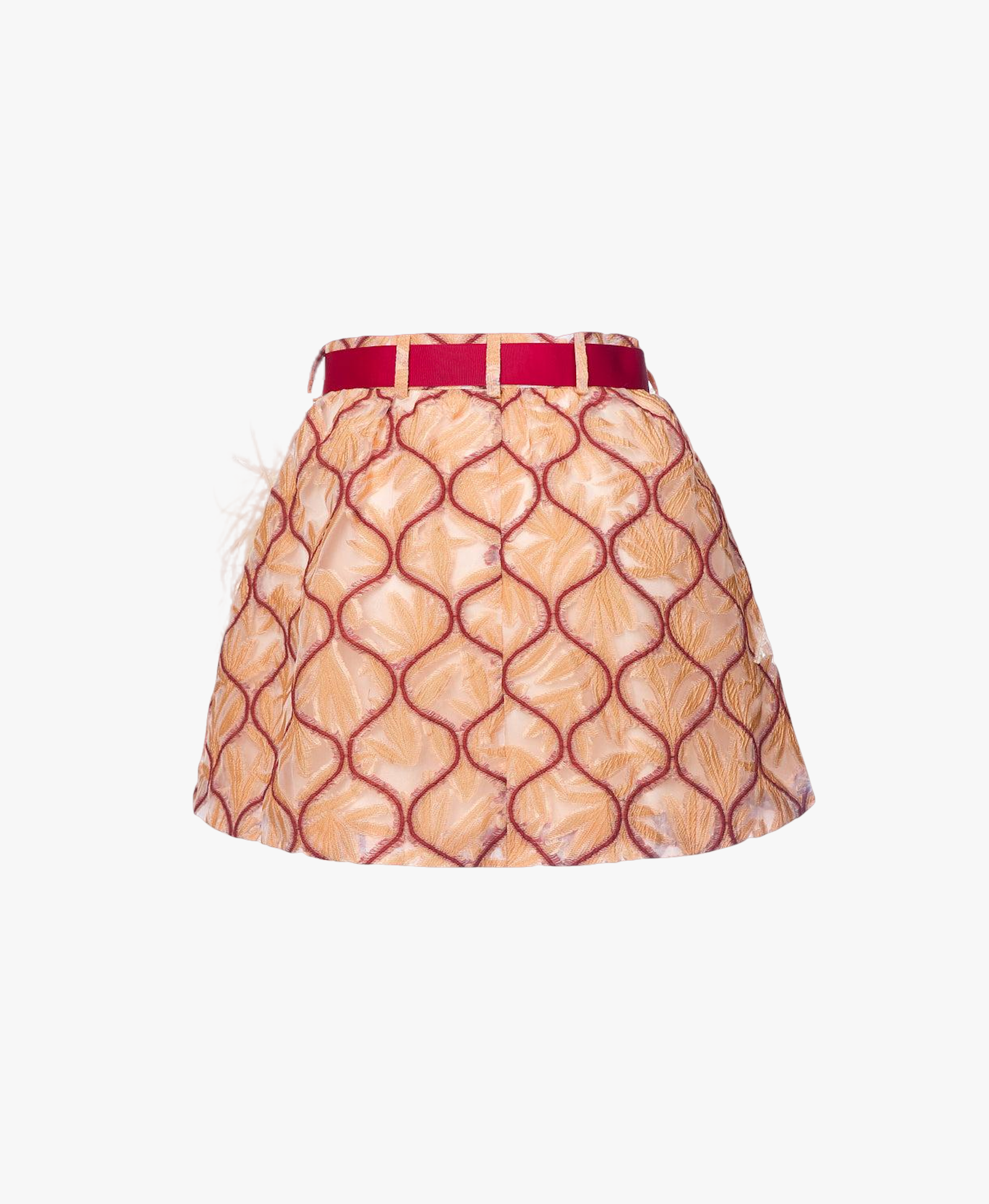 Peach Skirt With Feathers Details made by ANDREEVA