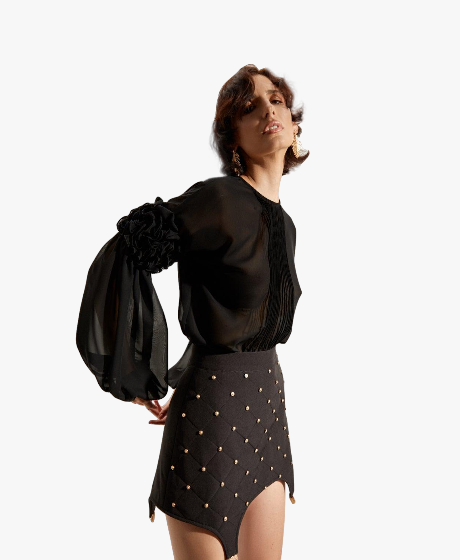 Black Ruffled Blouse made by Guranda