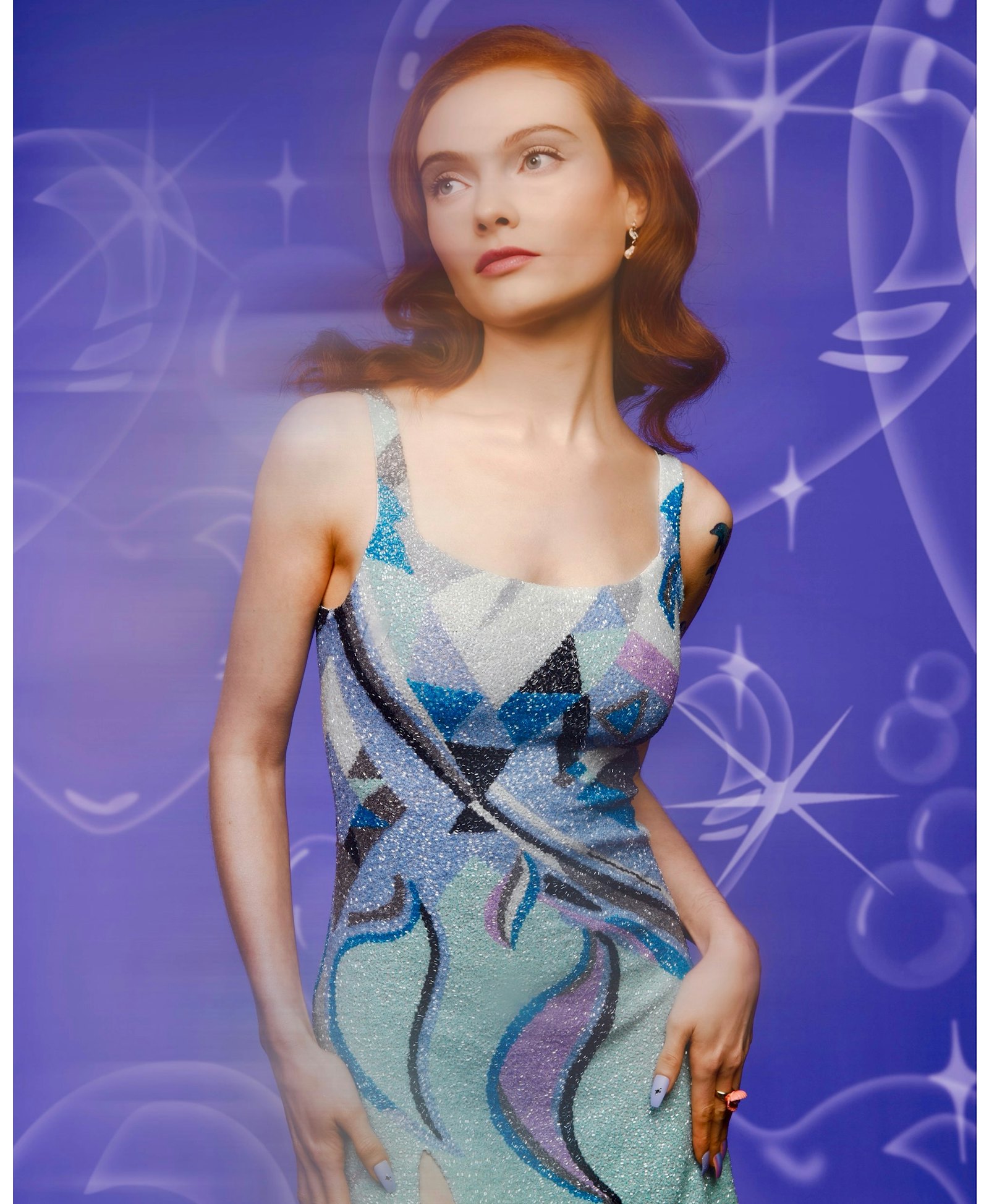 Sofia Hand Beaded Blue Party Dress in Blue made by Oceanus Swimwear