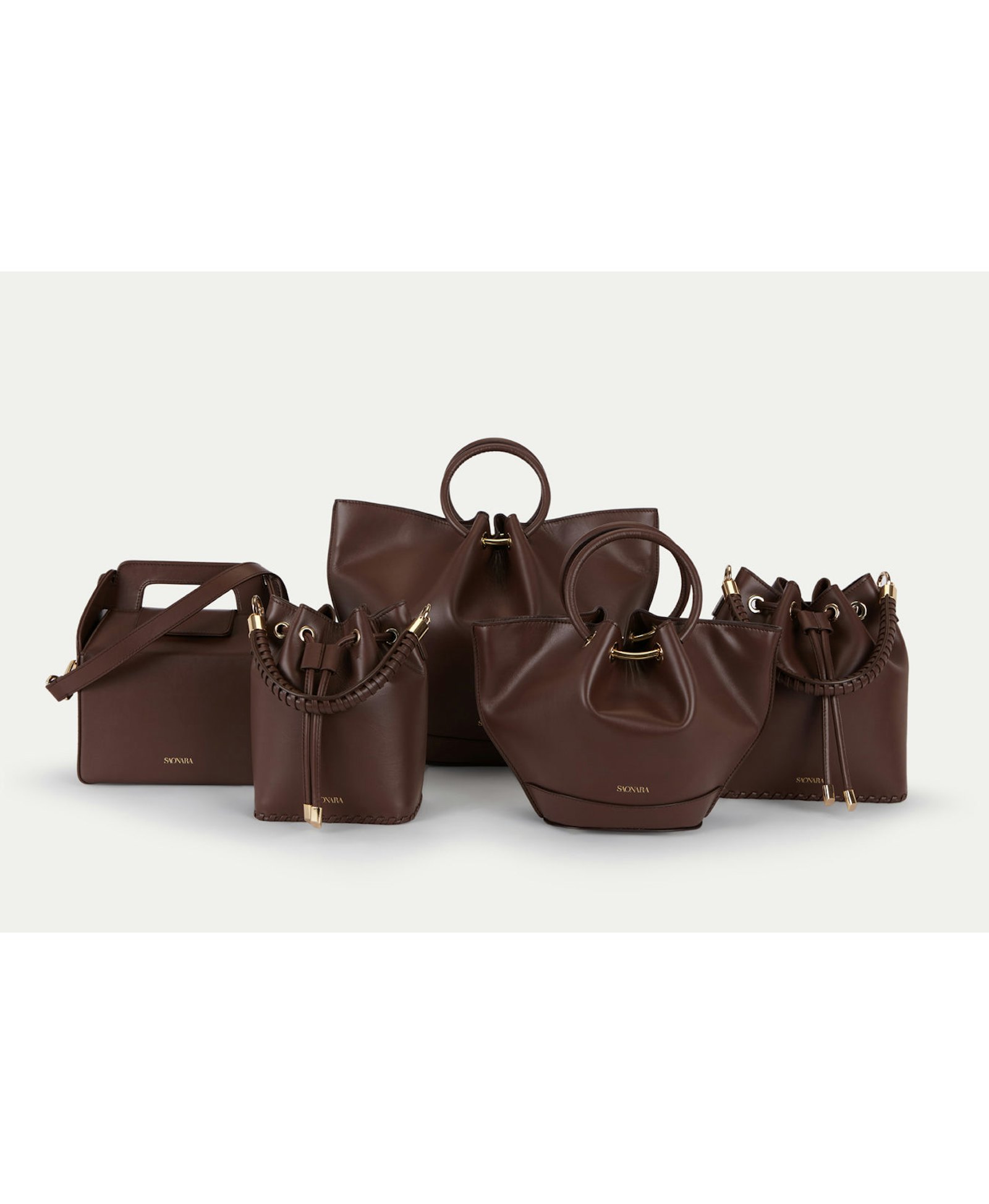 SAONARA CHOCOLATE LEATHER BUCKET made by Saonara