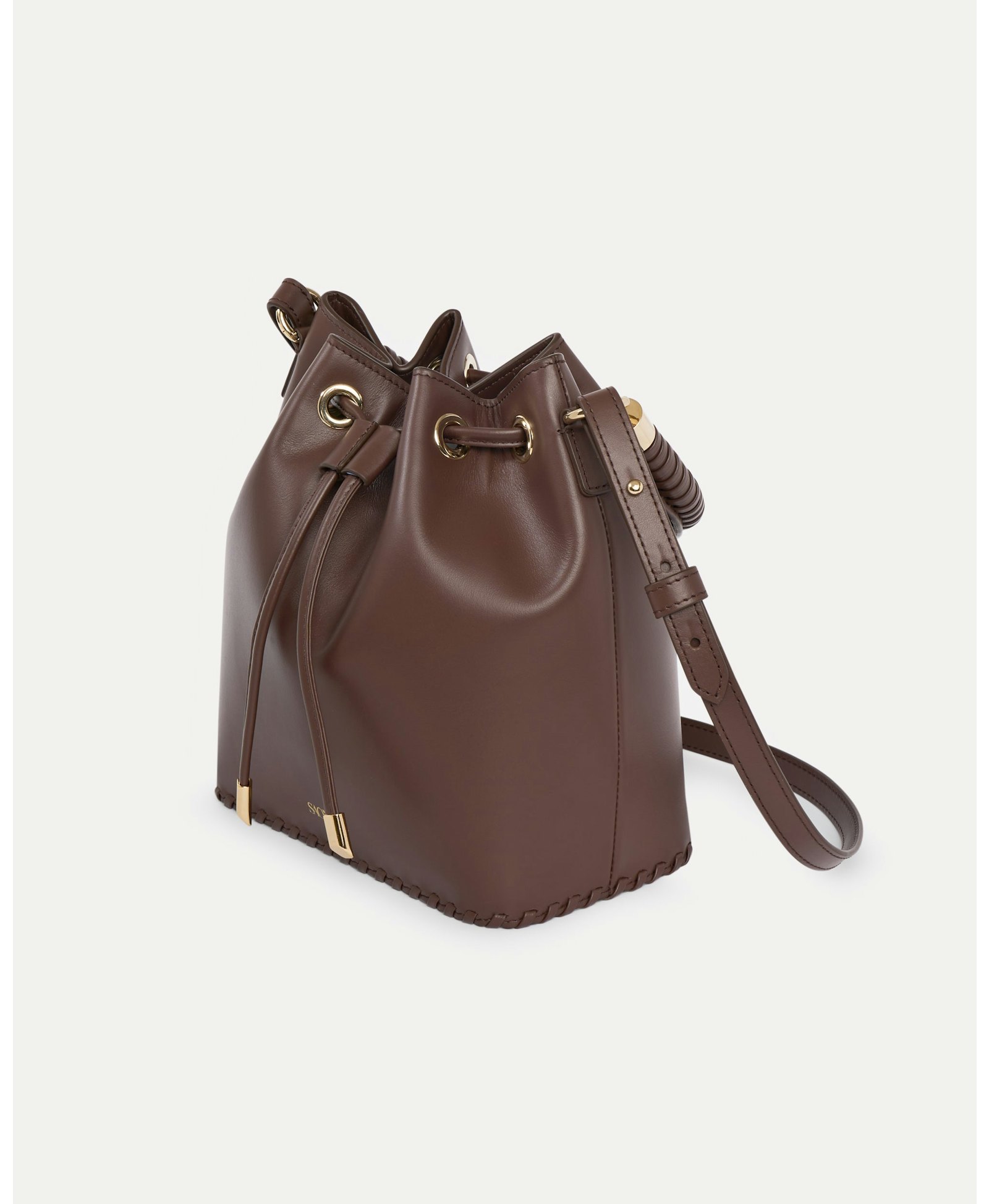 SAONARA CHOCOLATE LEATHER BUCKET made by Saonara