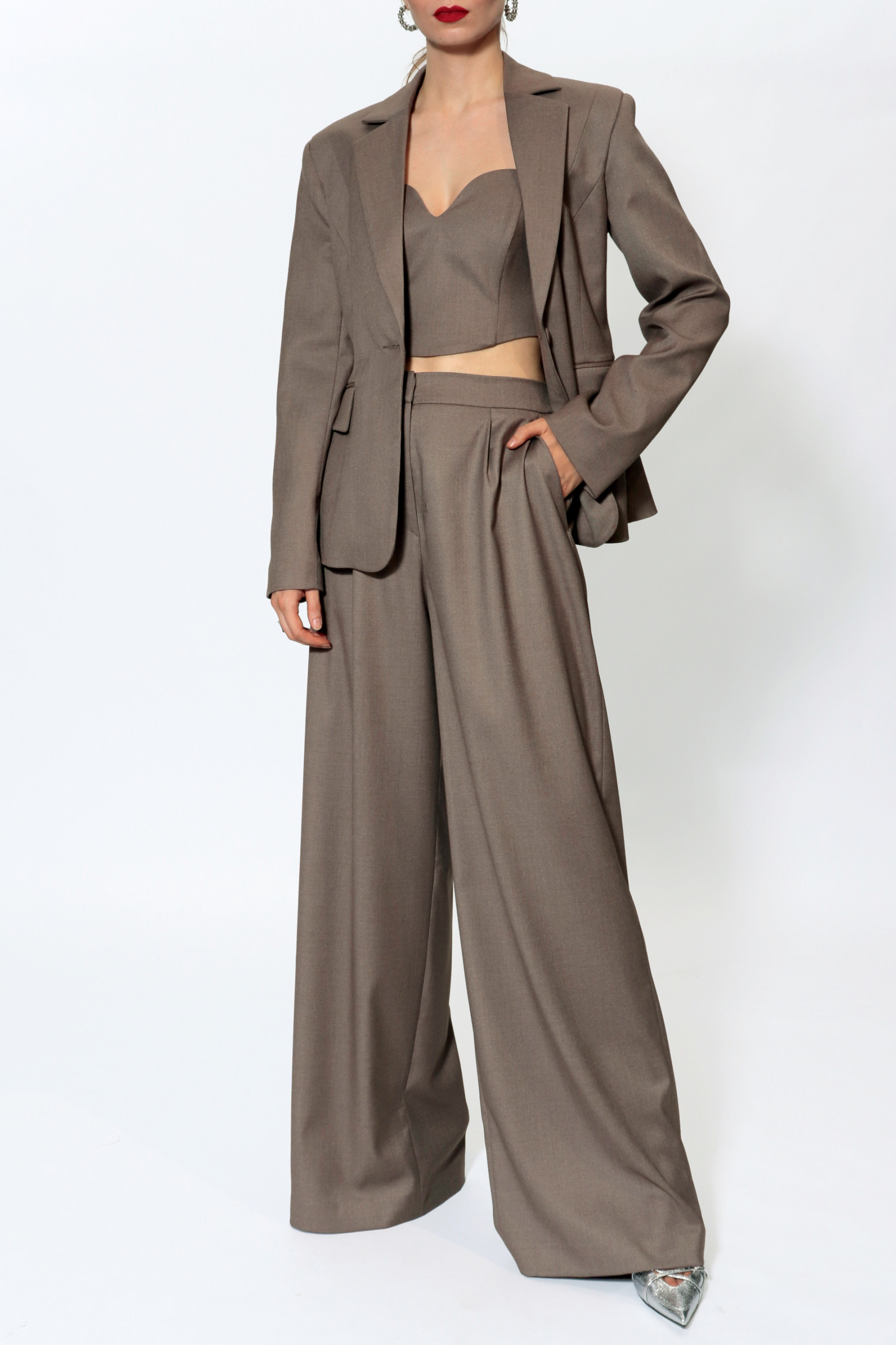 Shop Halewski Trousers Ophelie Brown Melange