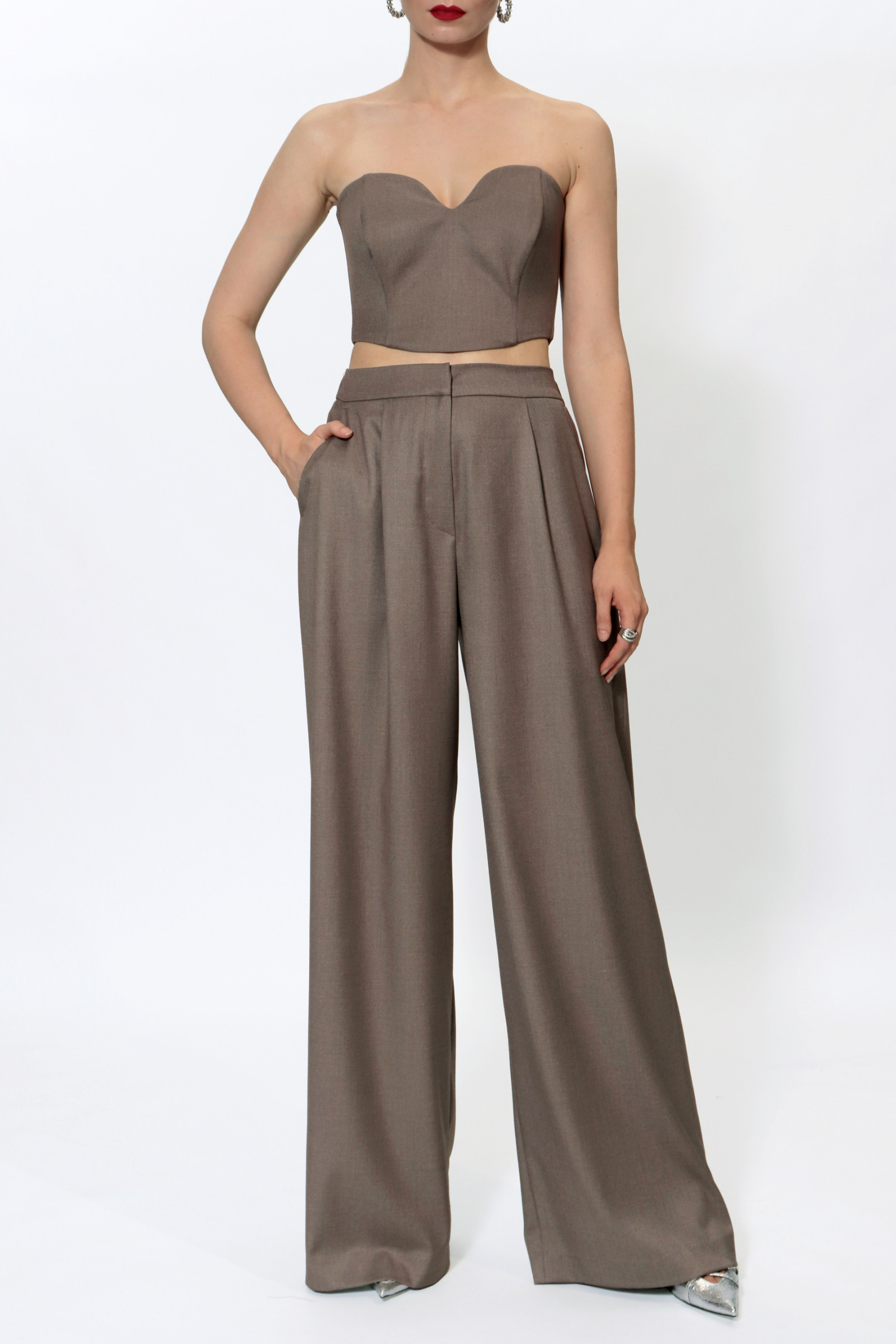 Shop Halewski Trousers Ophelie Brown Melange