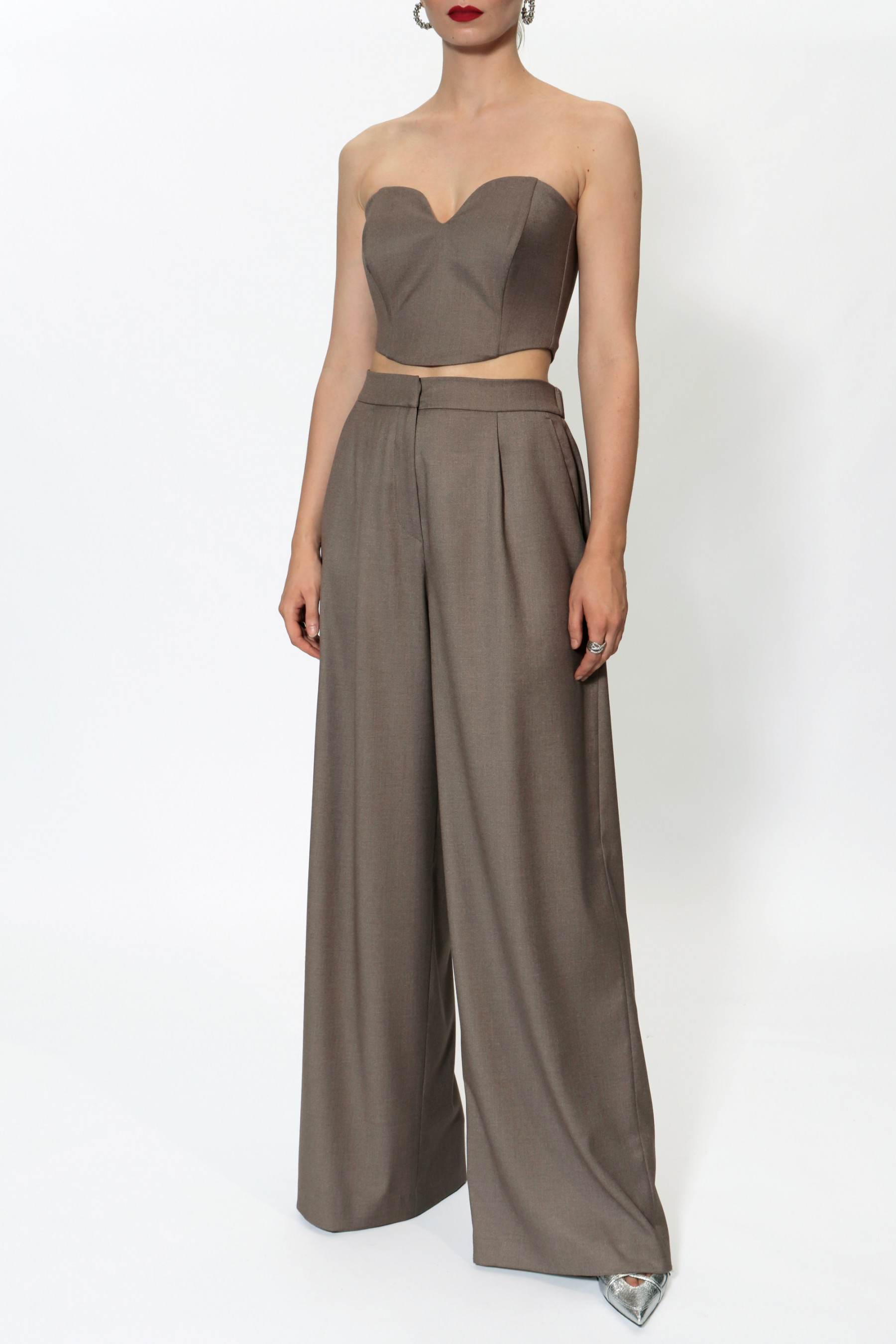 Shop Halewski Trousers Ophelie Brown Melange