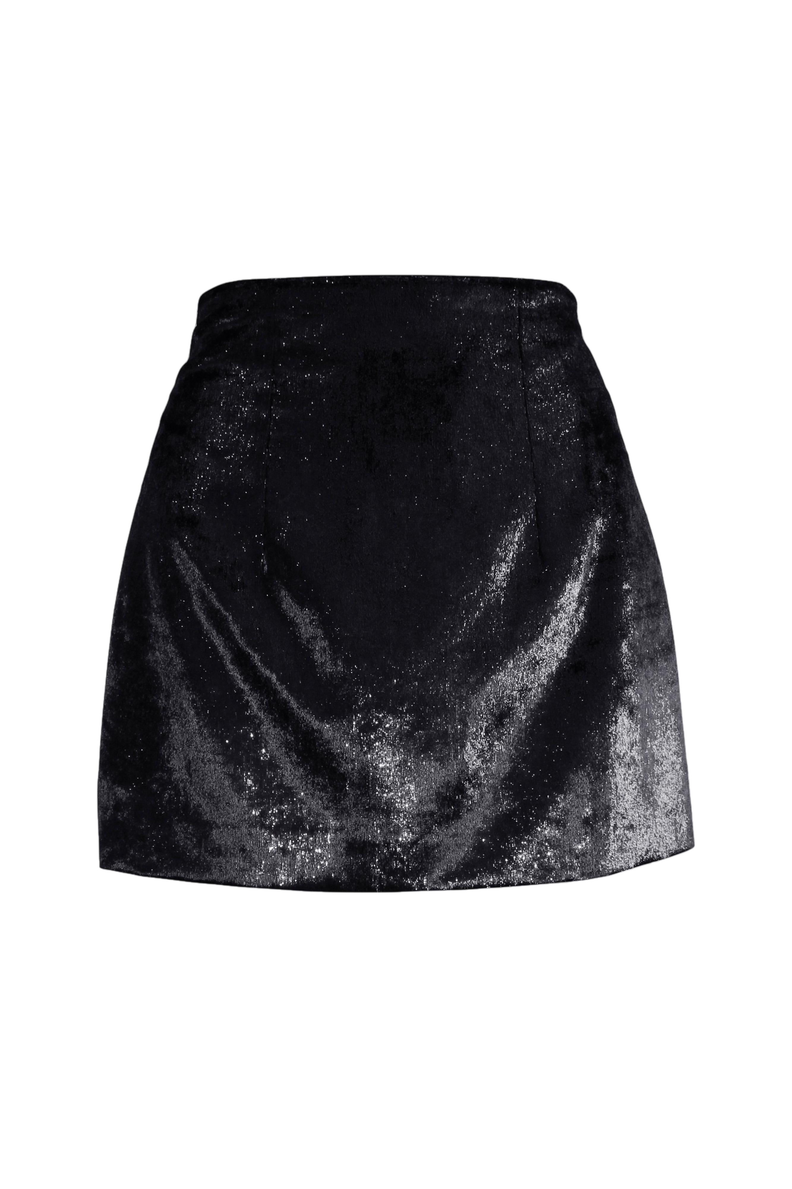 Shop L’momo Lurex Velvet Mini Skirt In Black