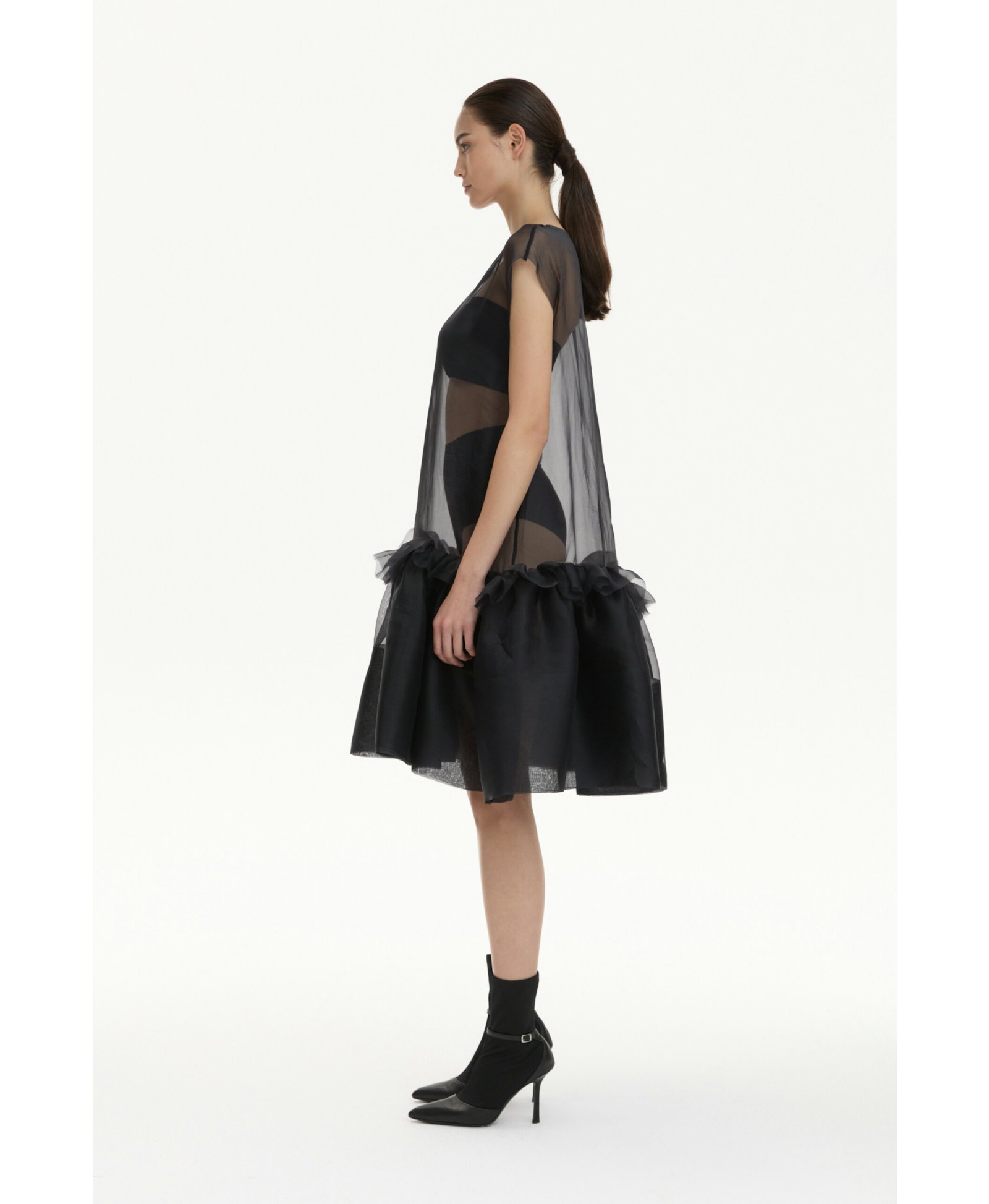 Midi Silk Dress With Ruffles made by YAVORSKA