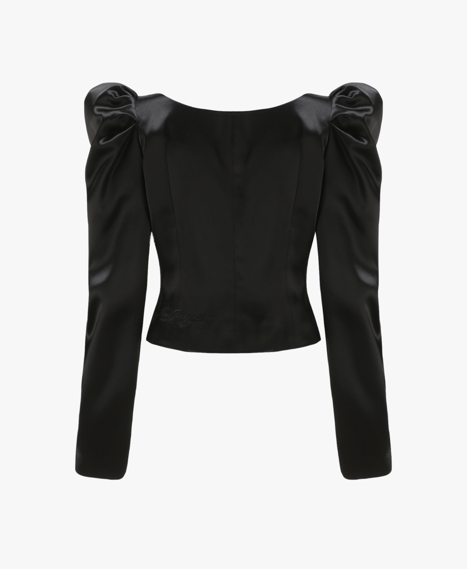 Black Jaylene Satin Shirt (Final Sale) in Black made by Nana Jacqueline