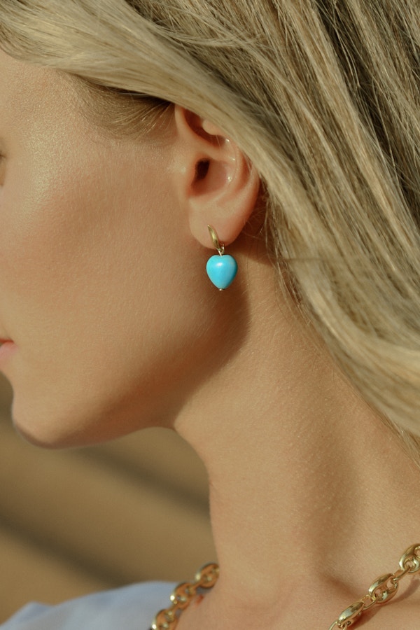 Alesya  Orlóva Turquoise Heart Earrings In Blue