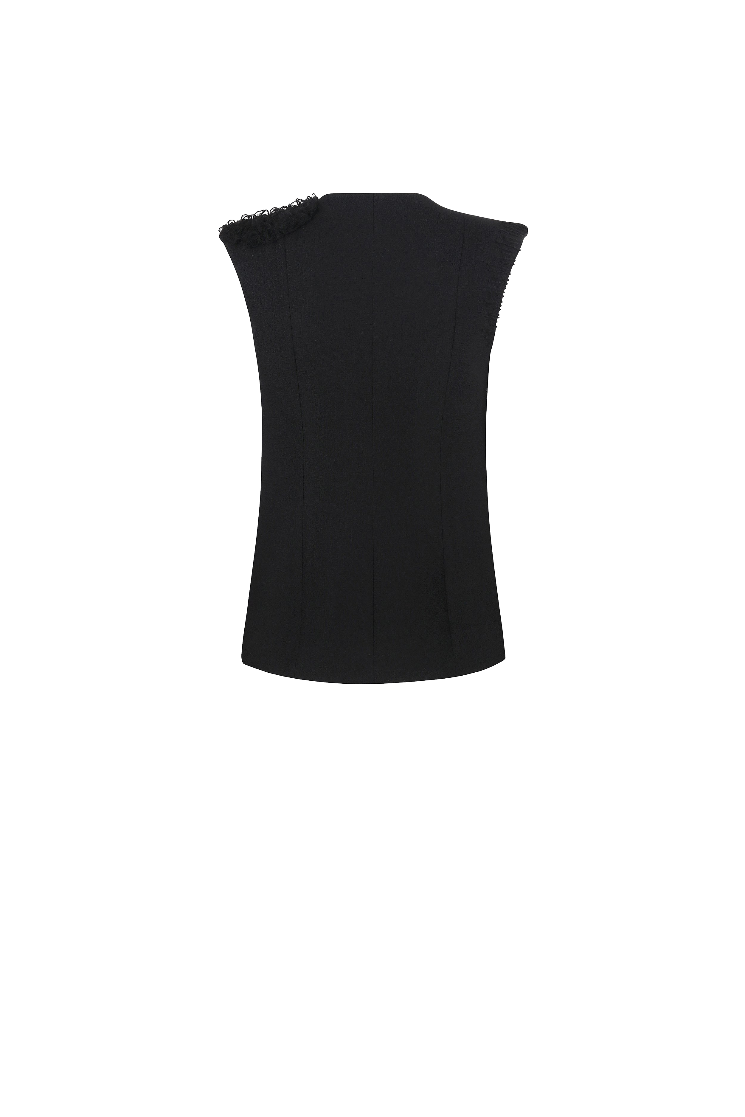 Shop Innna Black Vest With A Mohair Shoulder