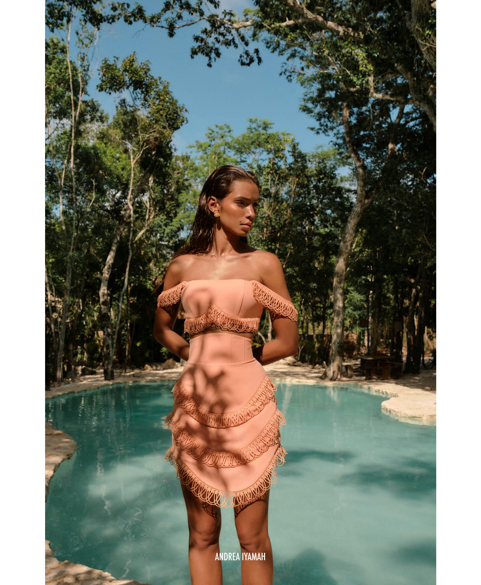 RIZO CROP TOP - POWDER PEACH made by Andrea Iyamah