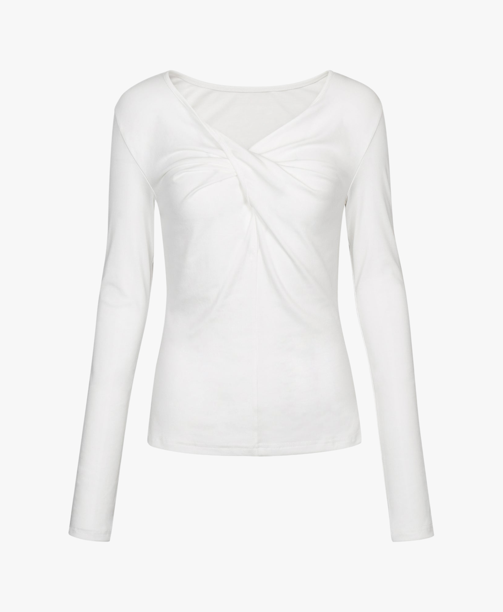 WHITE TWISTED LONG JERSEY SLEEVE TOP made by YIBRI