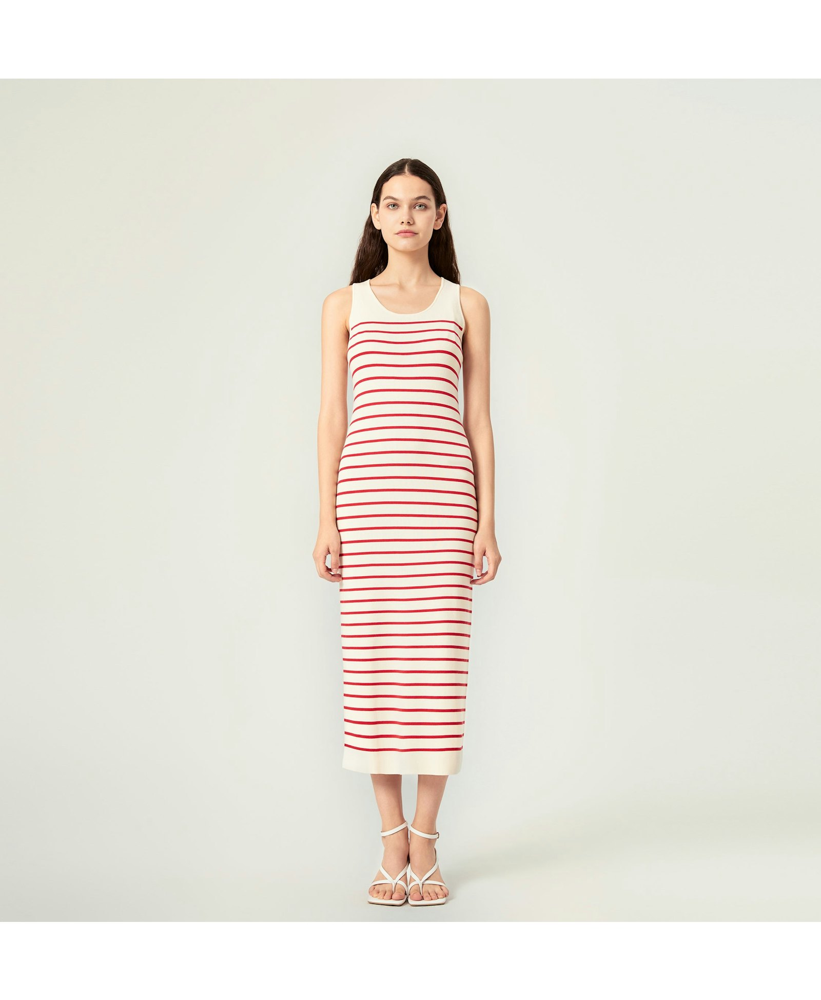 STRIPED TANK DRESS in Red made by CRUSH Collection