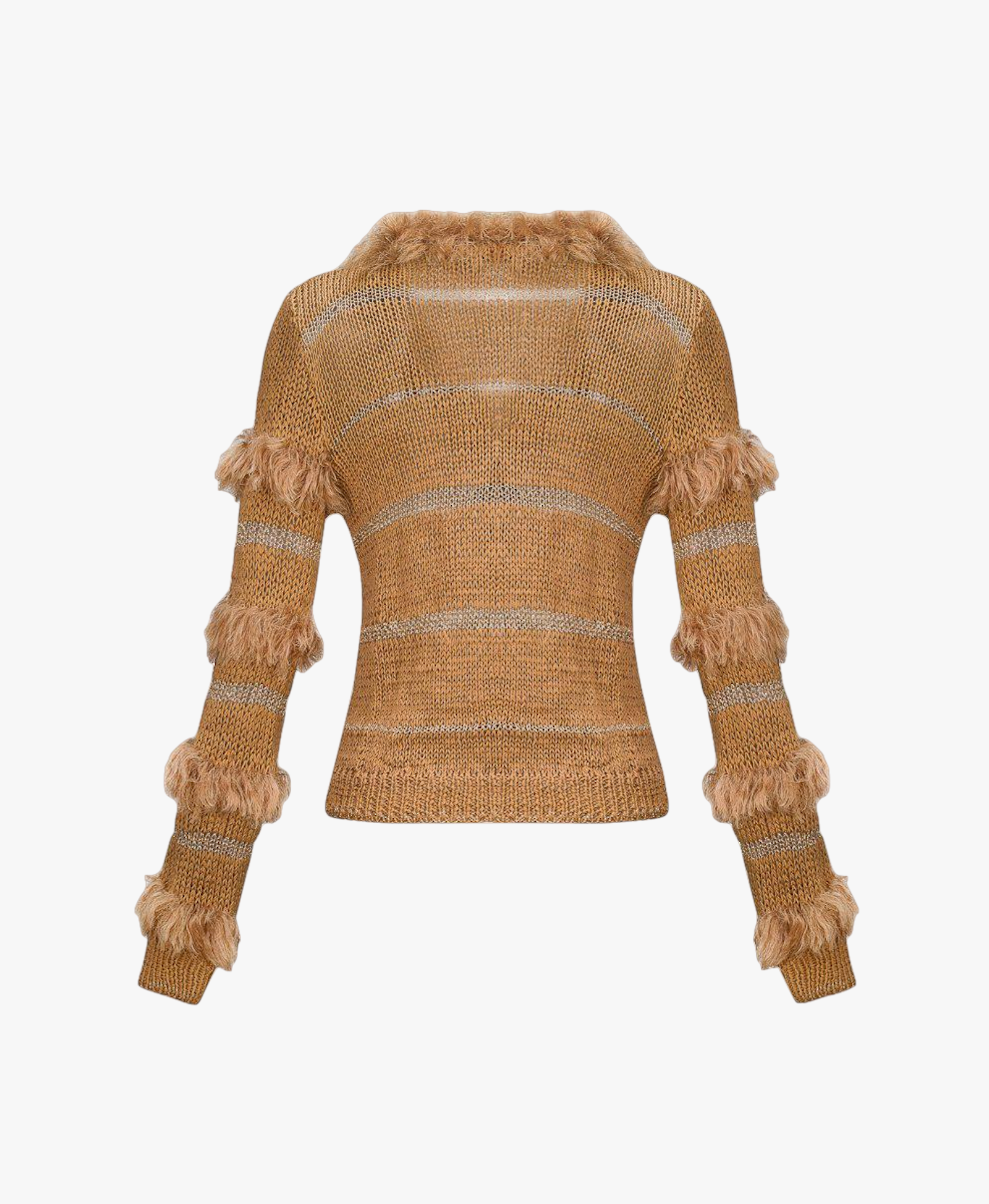 Brown Sundown Handmade Knit Sweater With Pearl Buttons in Brown made by ANDREEVA