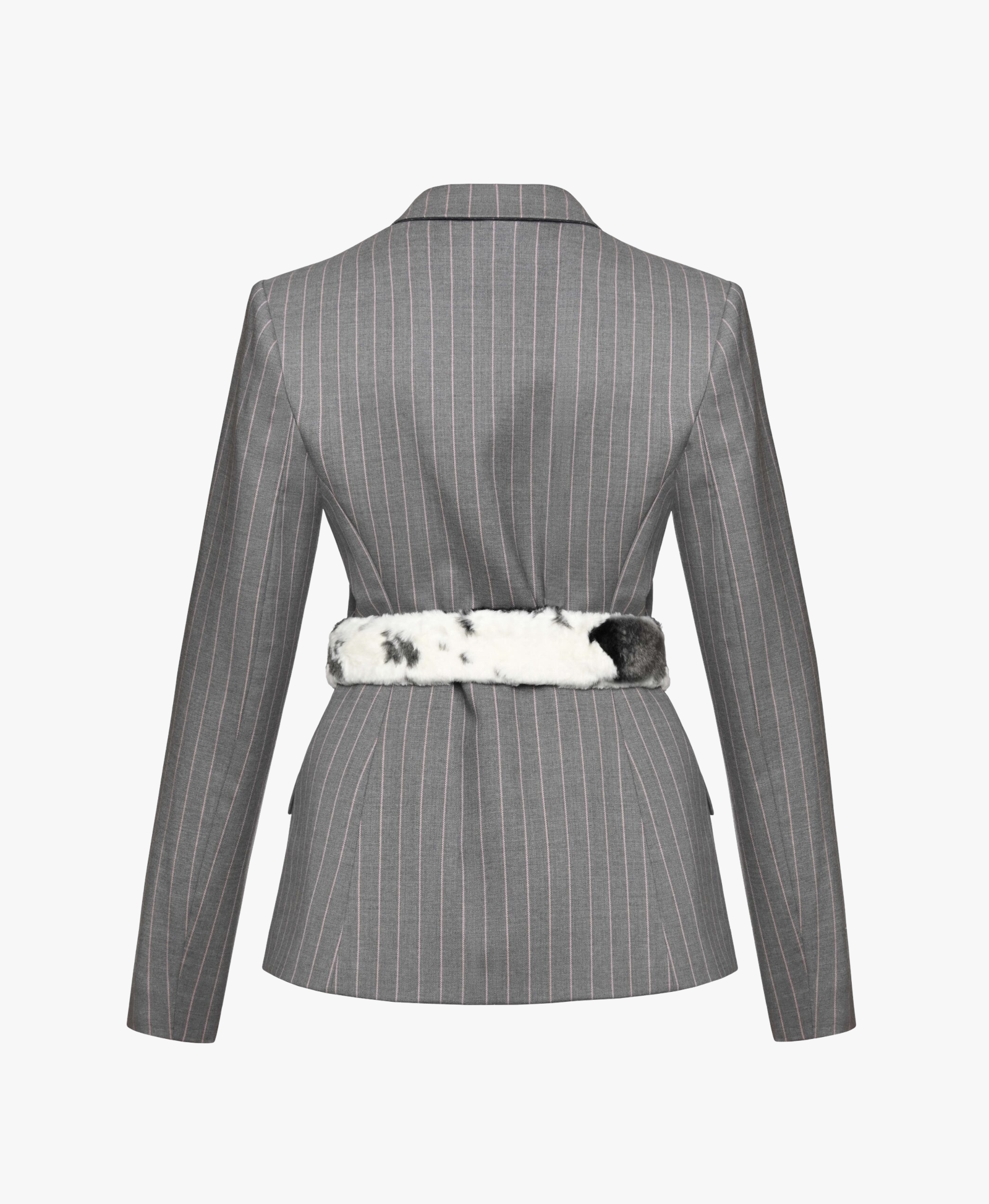 Faux fur belt blazer made by Maria Kokhia
