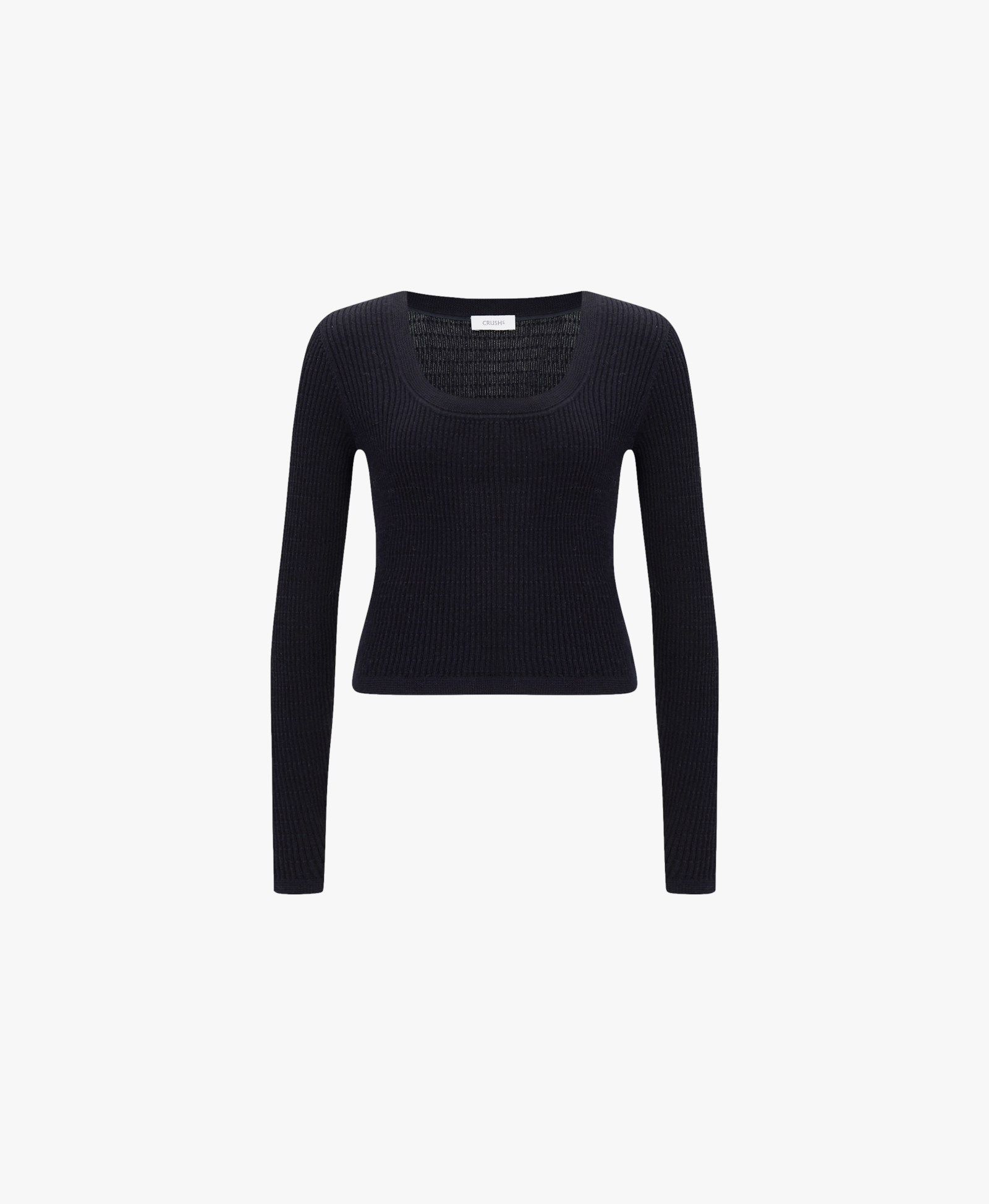 SILK CASHMERE CABLE-KNIT U-NECK SWEATER in Black made by CRUSH Collection