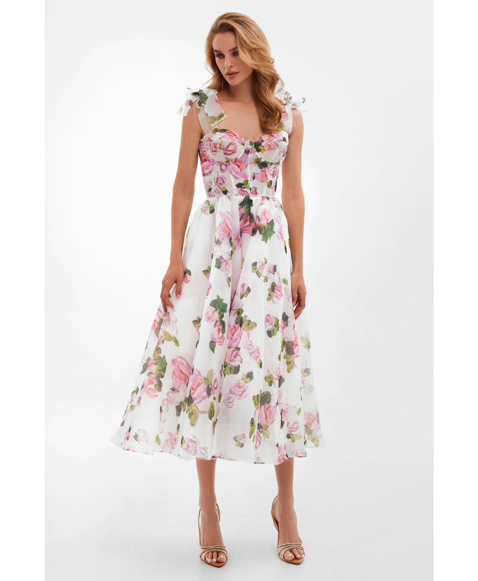 Tender floral midi tie-strap dress made by Milla