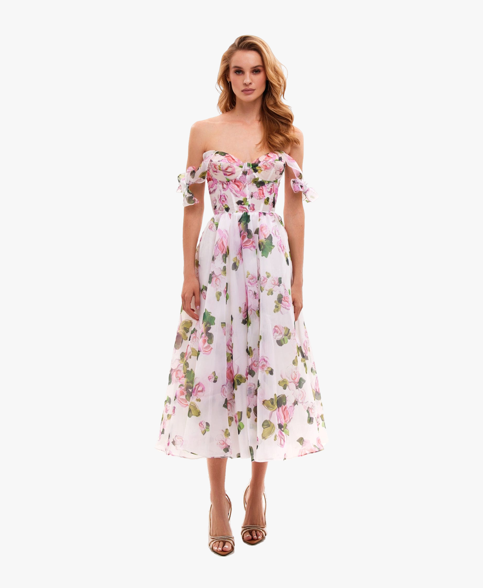Tender floral midi tie-strap dress made by Milla