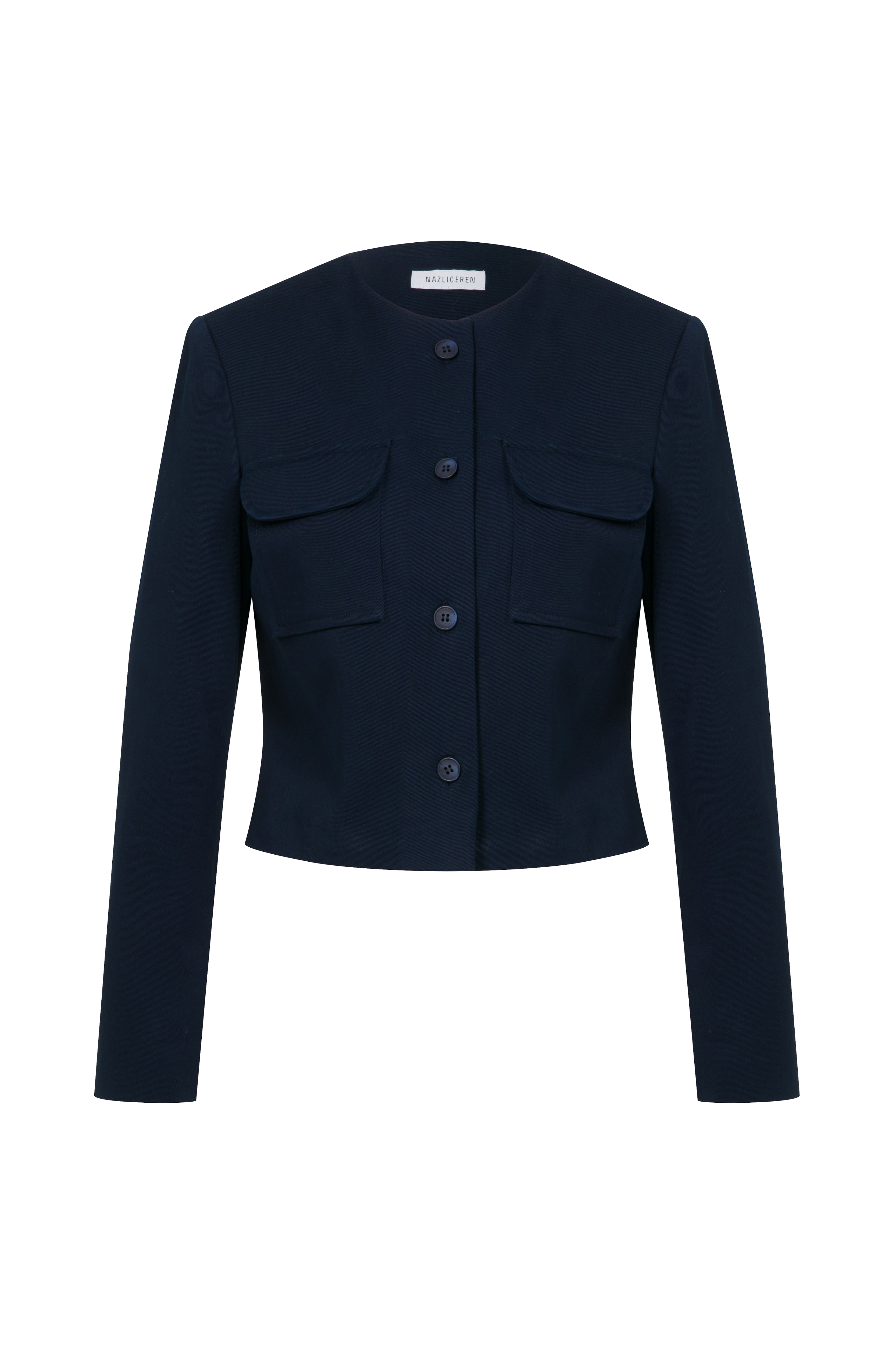 Shop Nazli Ceren Irma Cotton Jacket In Deep Cobalt