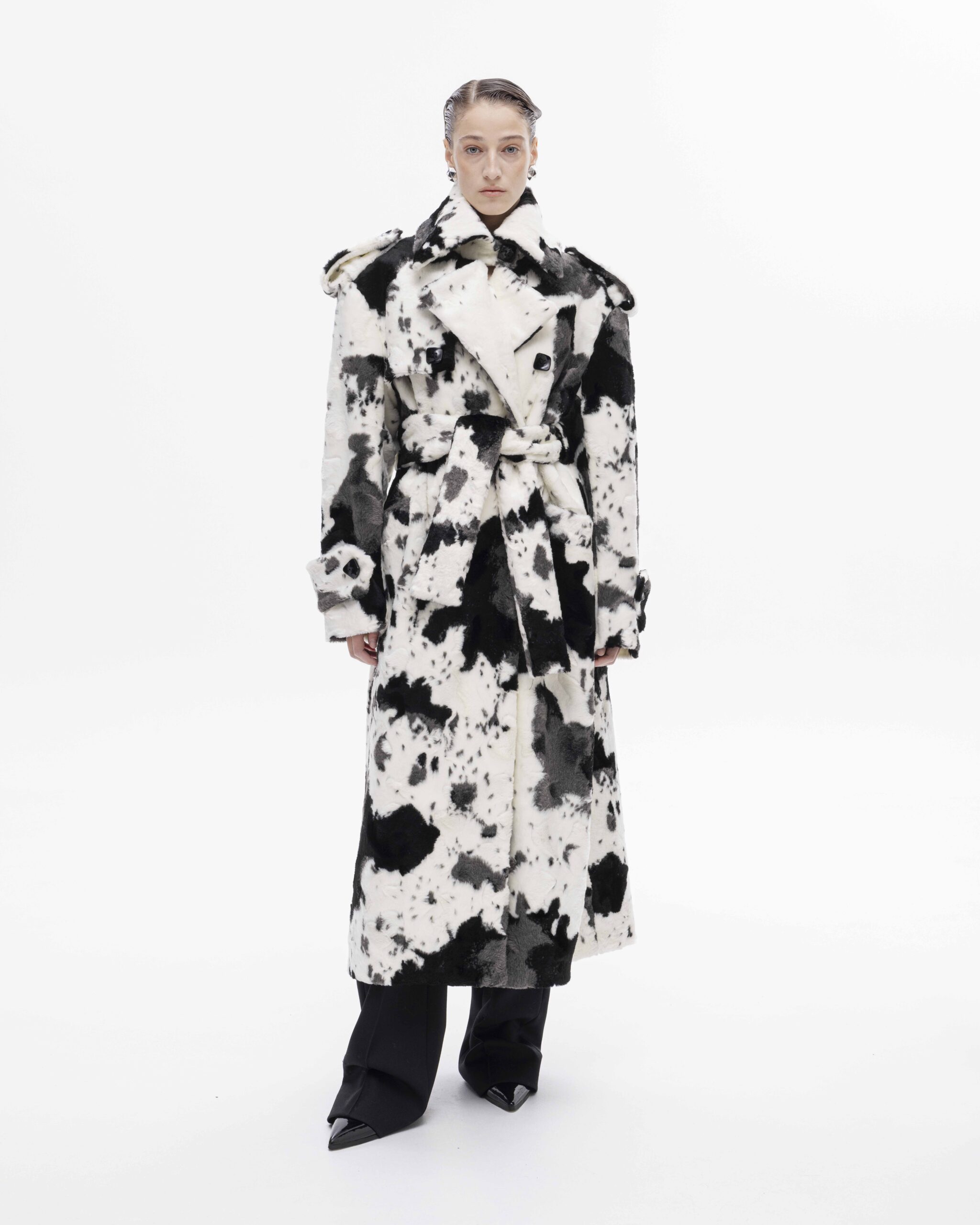 Shop Maria Kokhia Faux Fur Utilitarian Coat In Multi Color